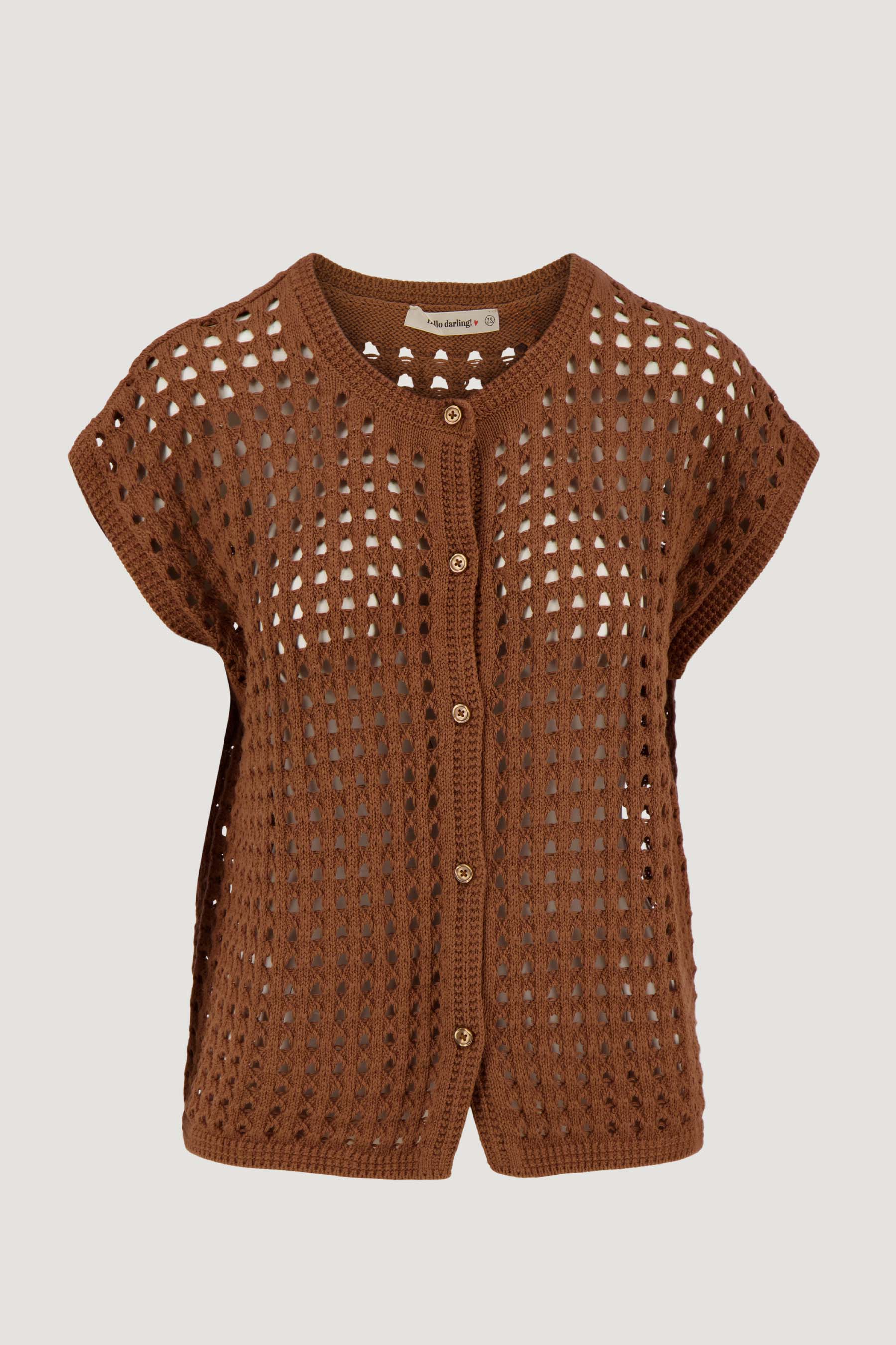 ajour vestje mouwloos | warm camel - Image 3