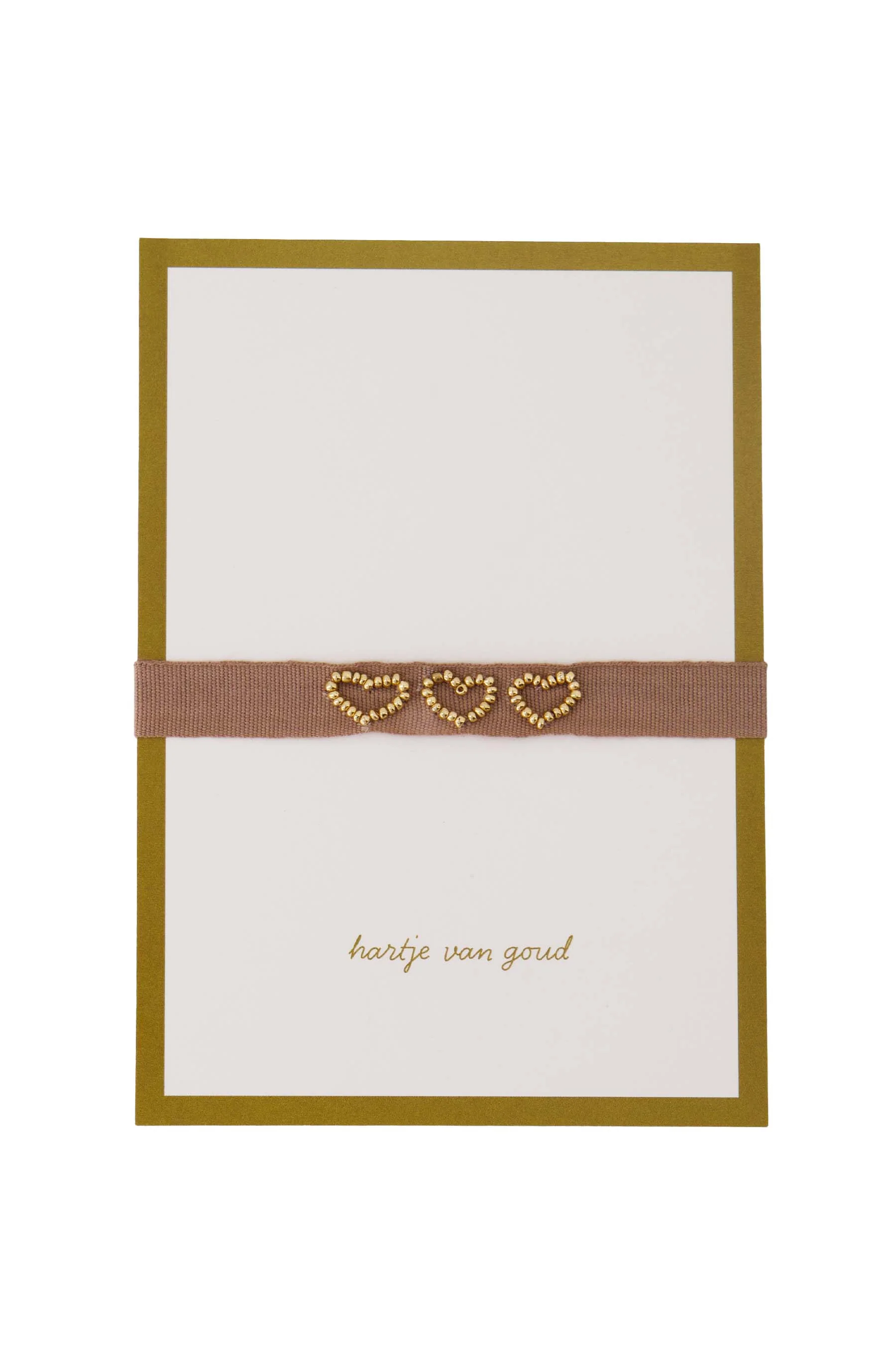 ansichtkaart armbandje hartje van goud | white / brown