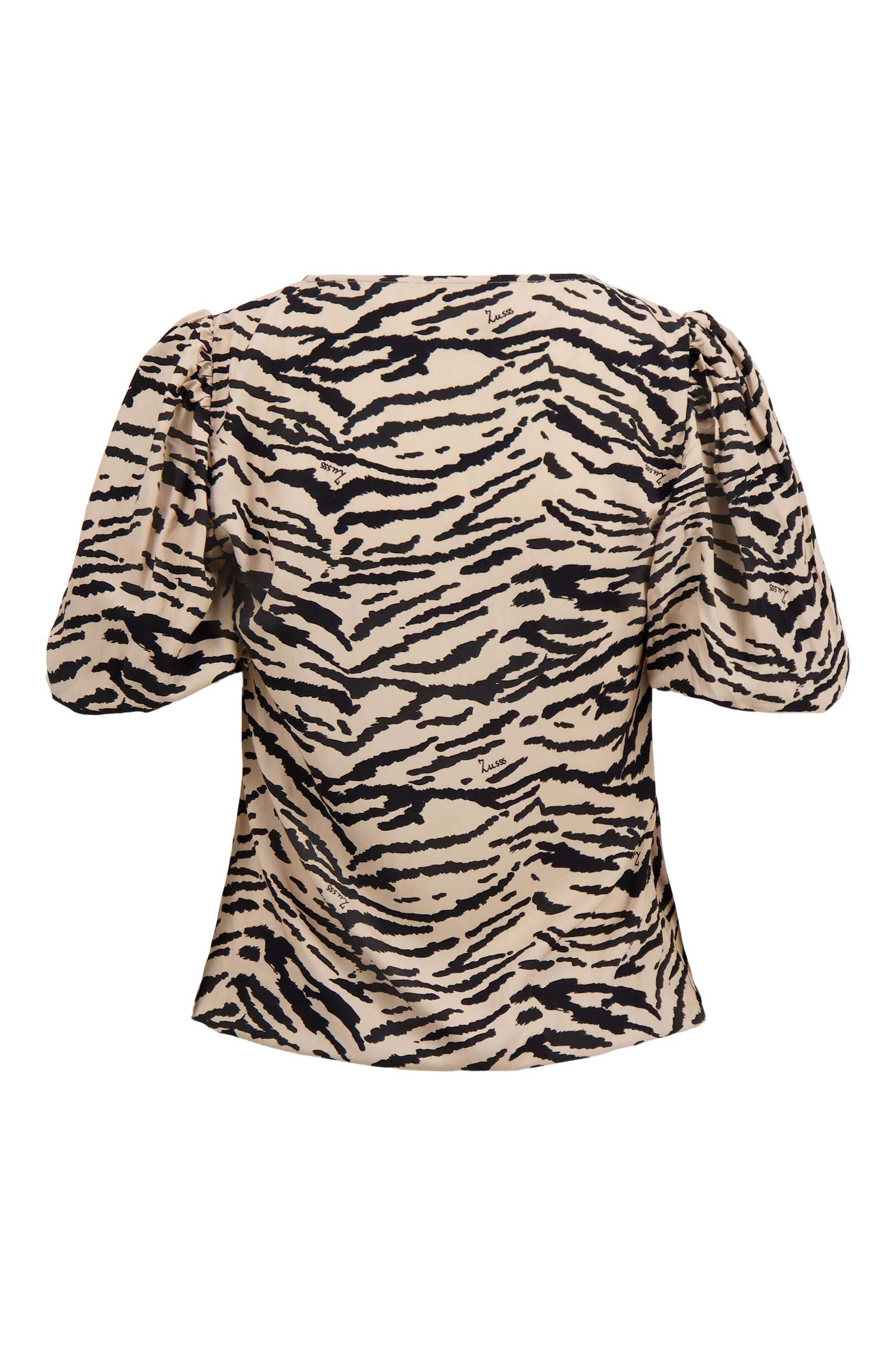 ballonmouw top met print | zwart / kit - Image 3