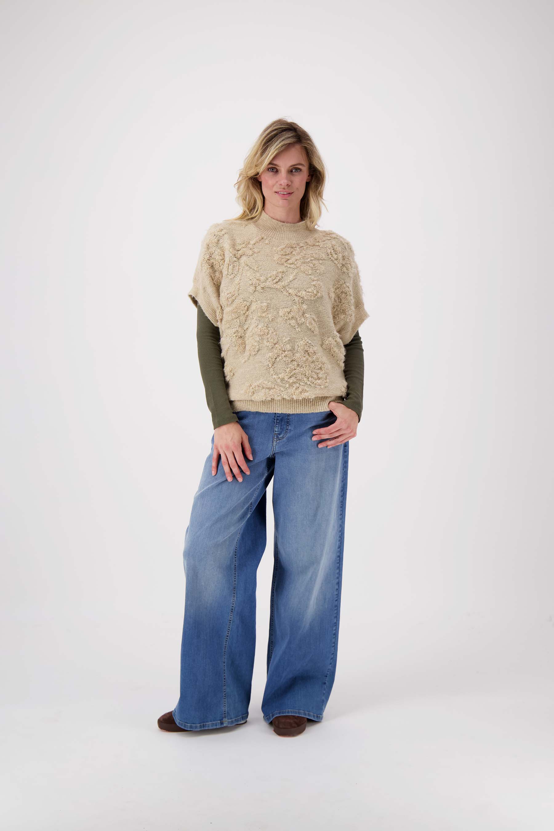 basic rib V hals top met stretch | moss green - Image 5