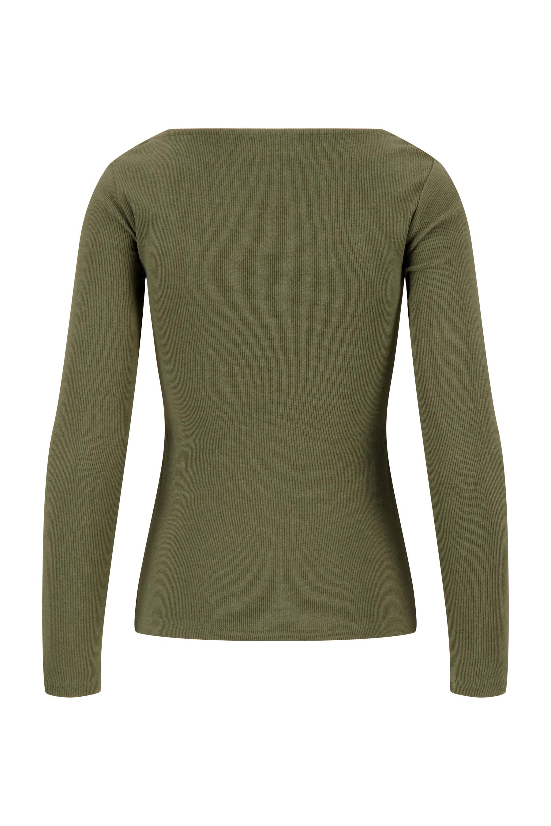 basic rib V hals top met stretch | moss green - Image 7