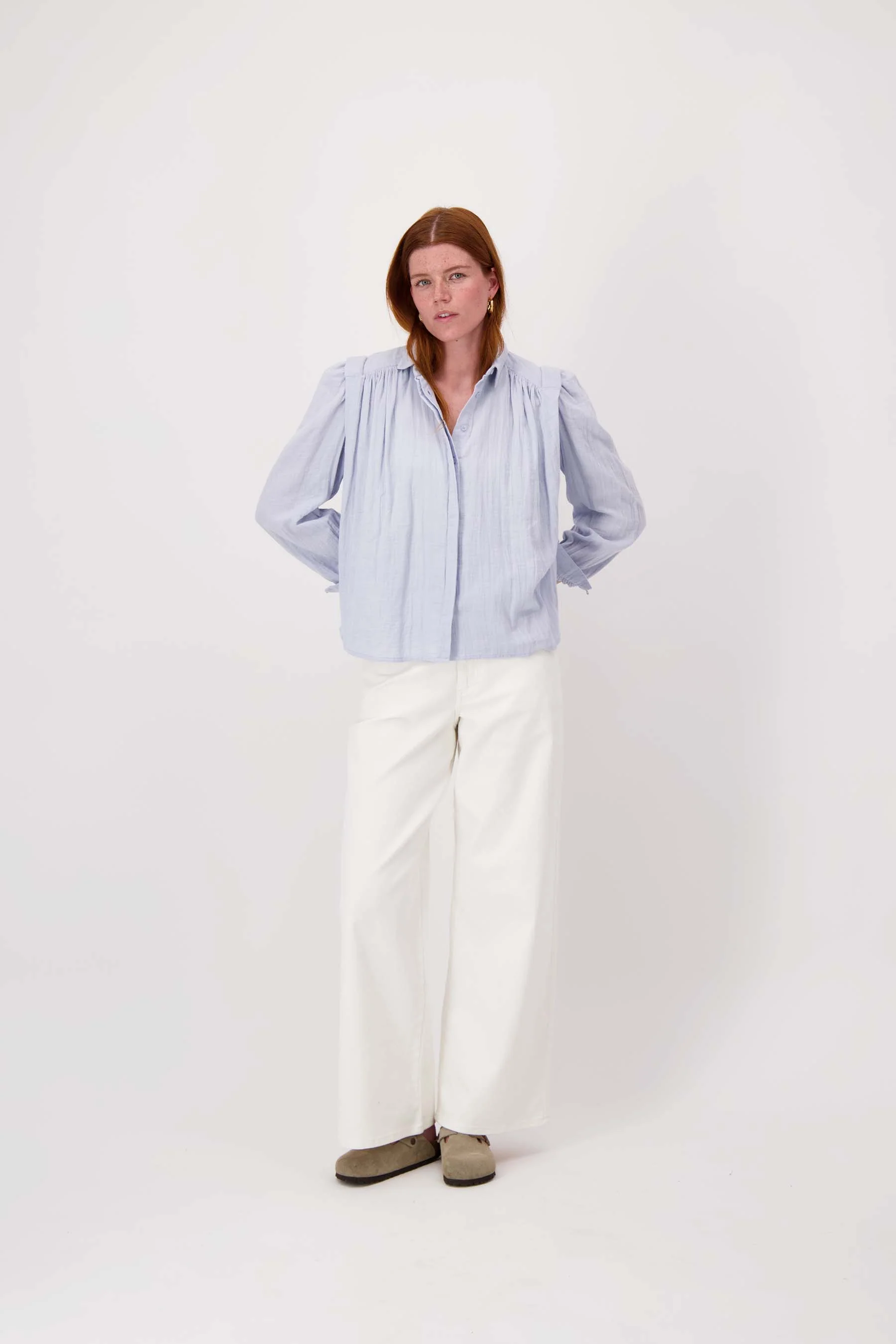 blouse in mousseline | sky blue - Image 3