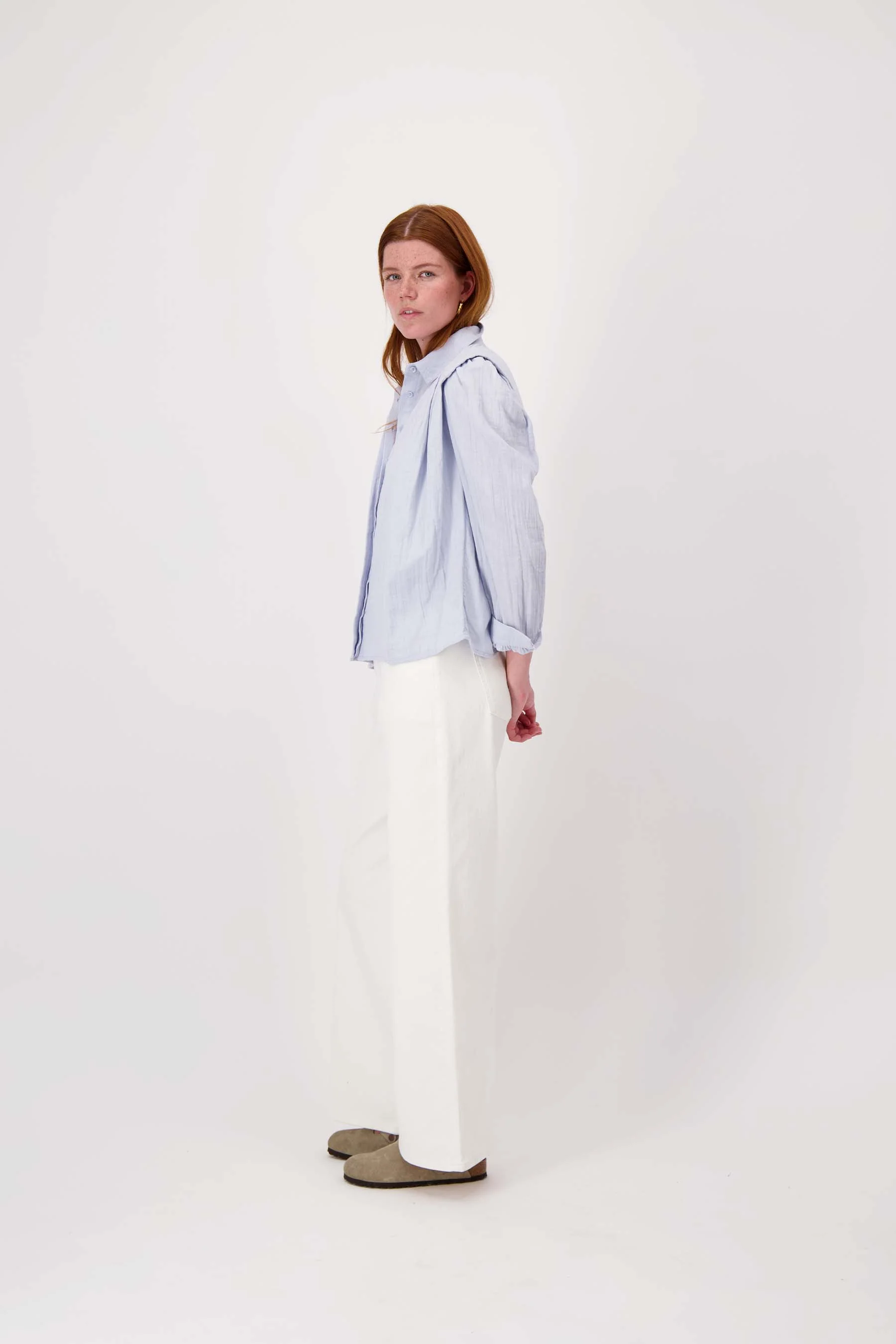 blouse in mousseline | sky blue - Image 4