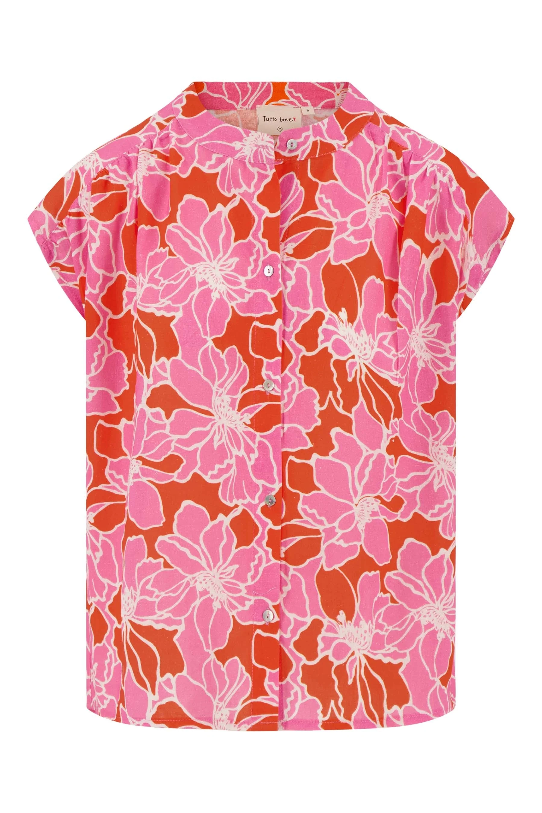 blouse met bloemen print | fel roze / oranje - Image 7