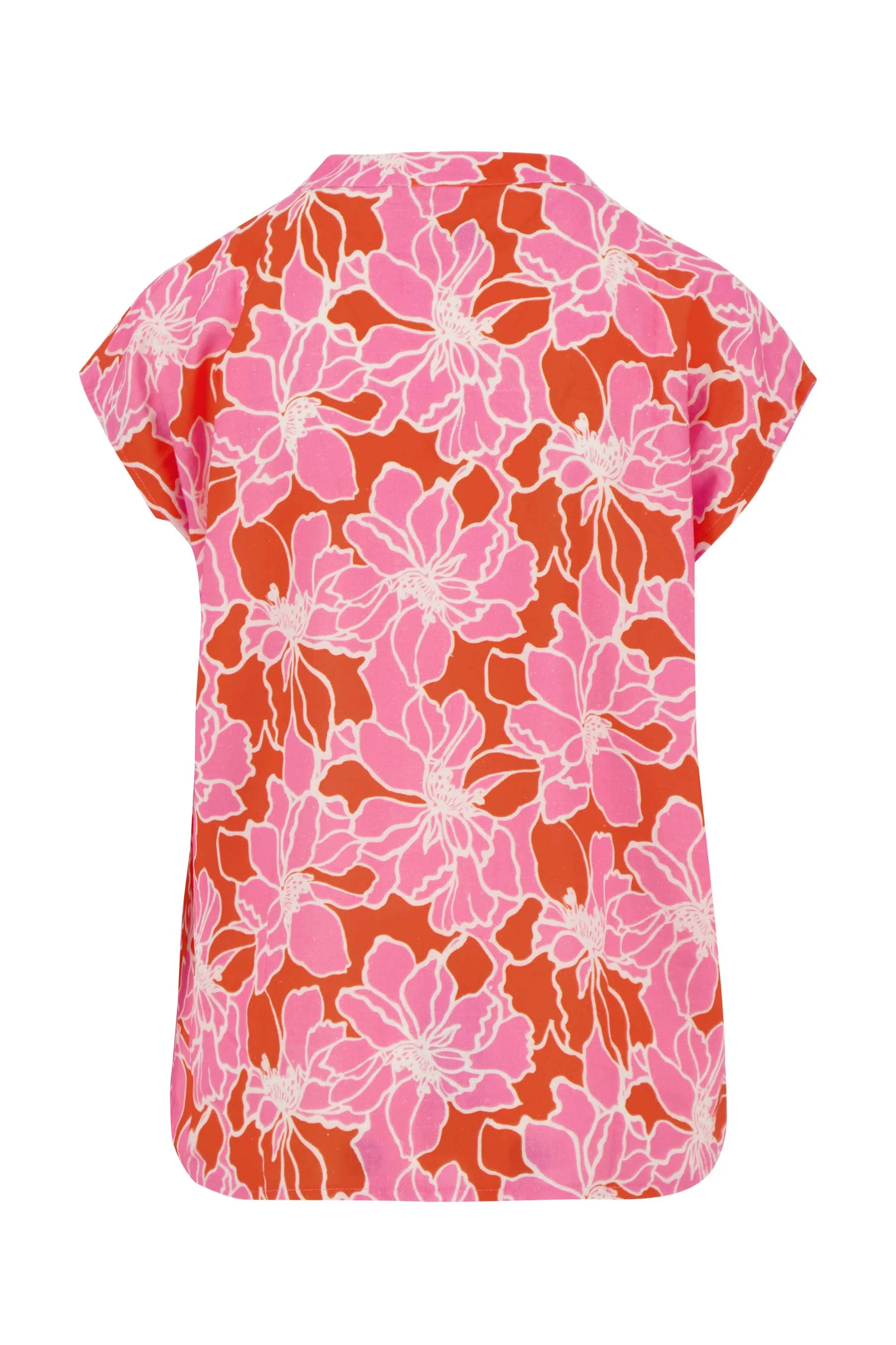 blouse met bloemen print | fel roze / oranje - Image 8