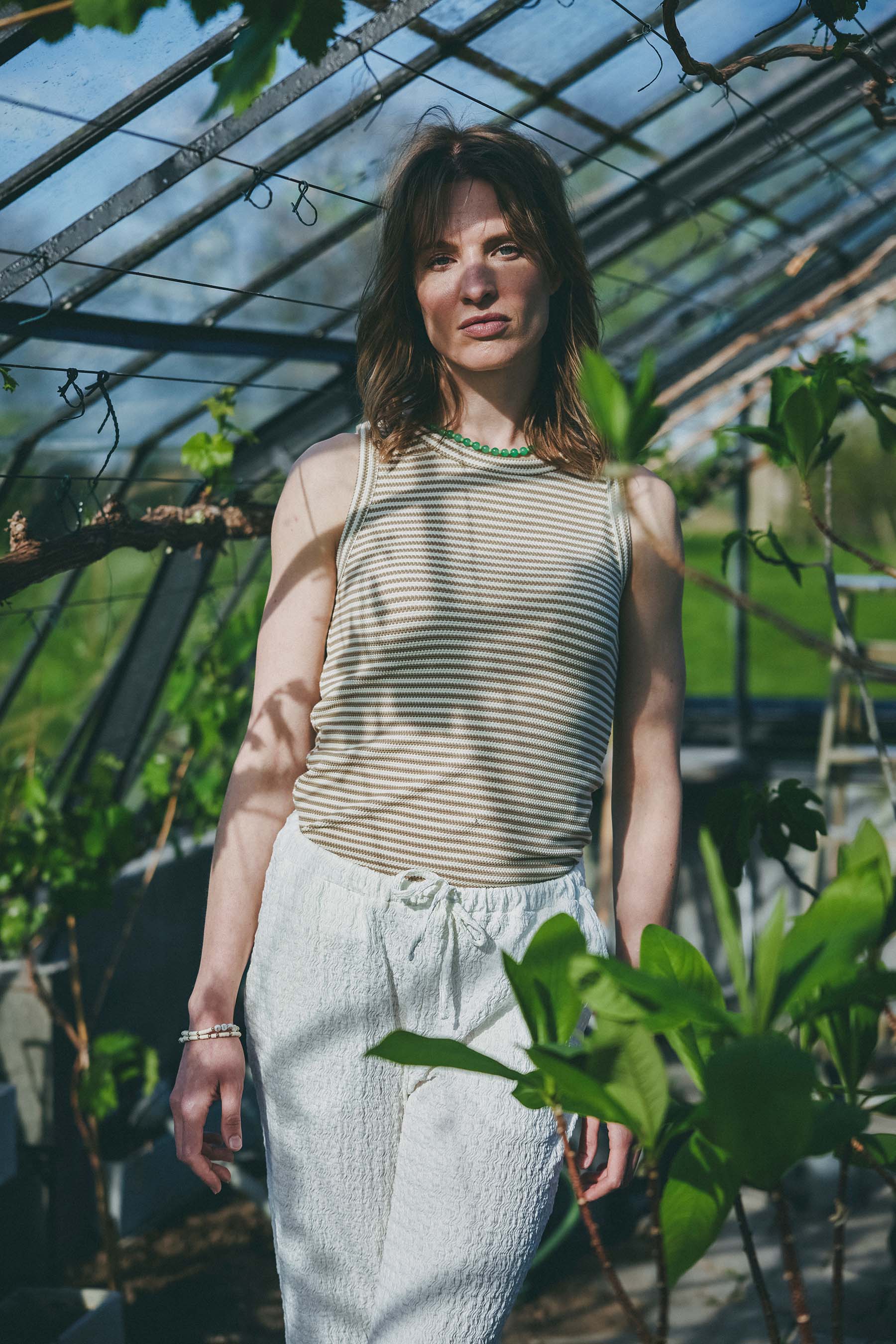 broek van crinkle stof | off white - Image 3