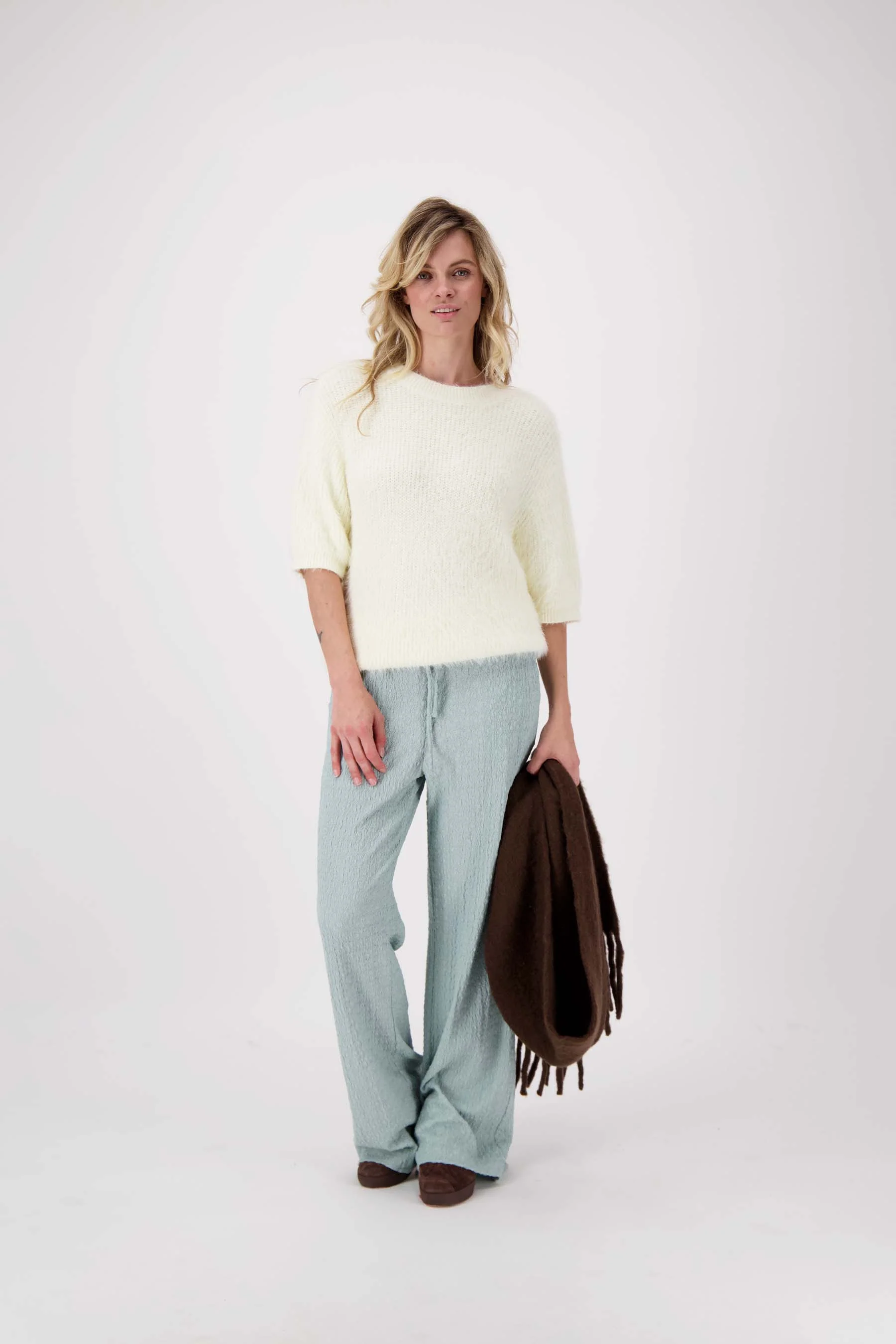 broek van crinkle stof | vergrijsd blauw - Image 2