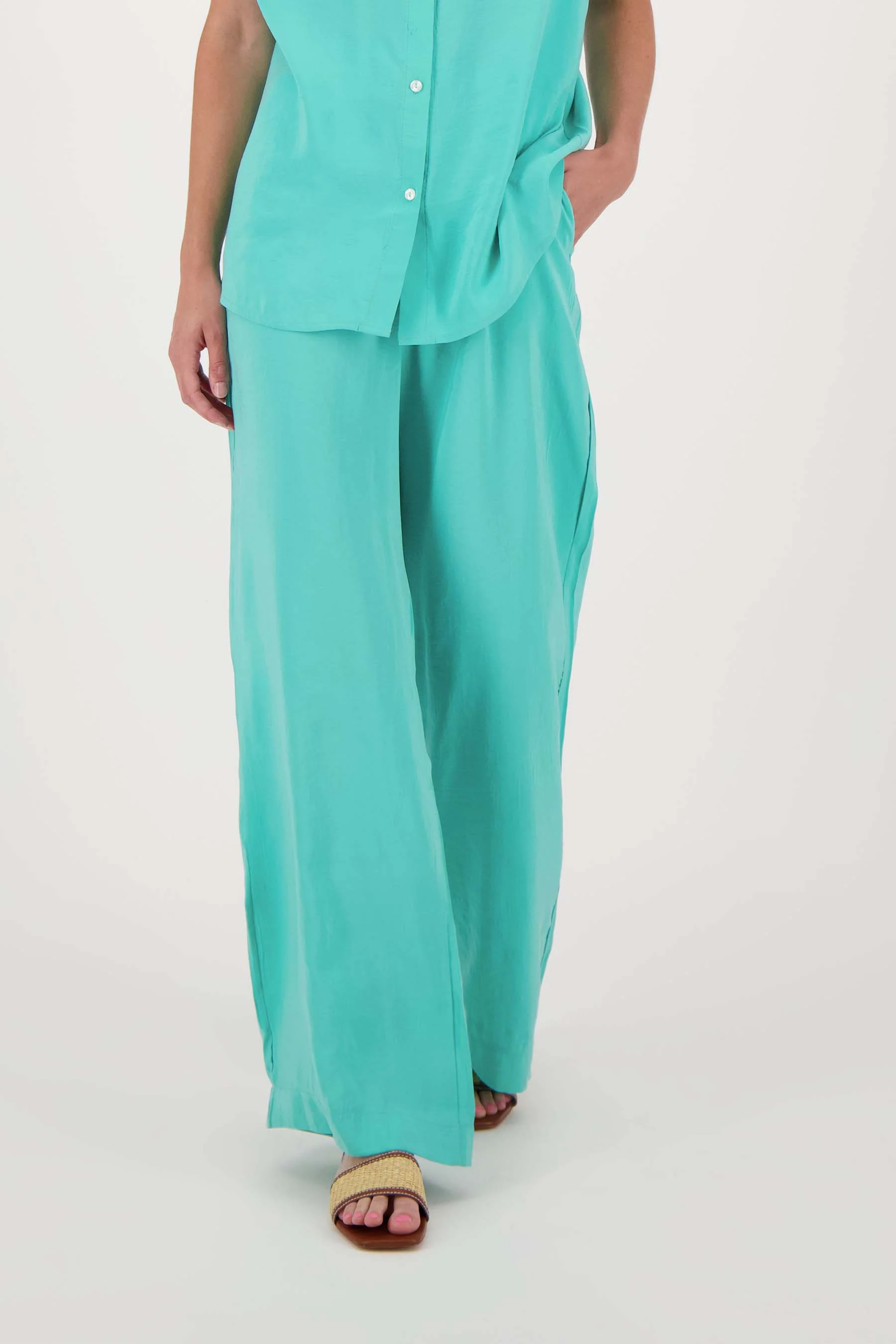broek van modal stof | turquoise