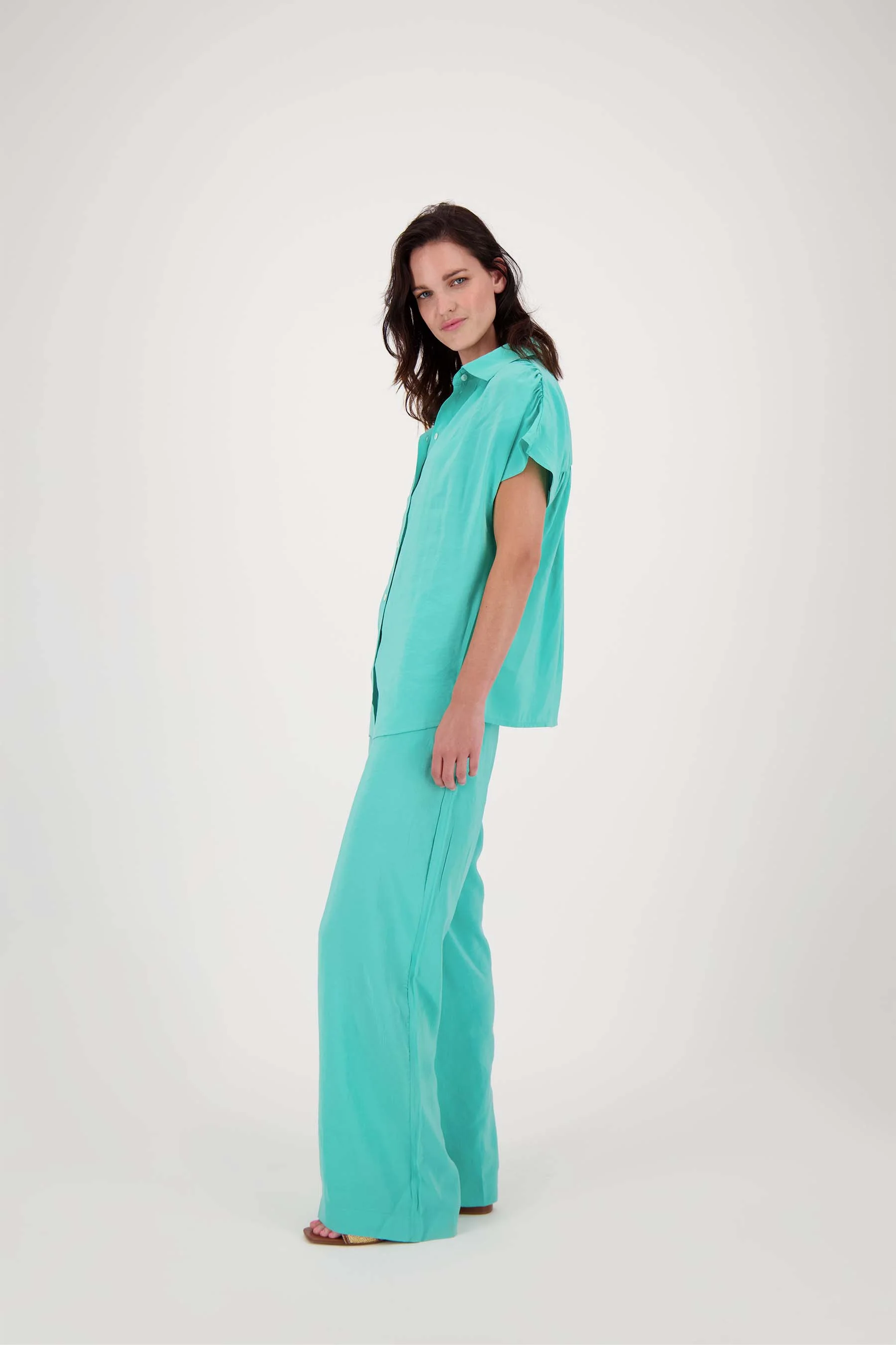broek van modal stof | turquoise - Image 2