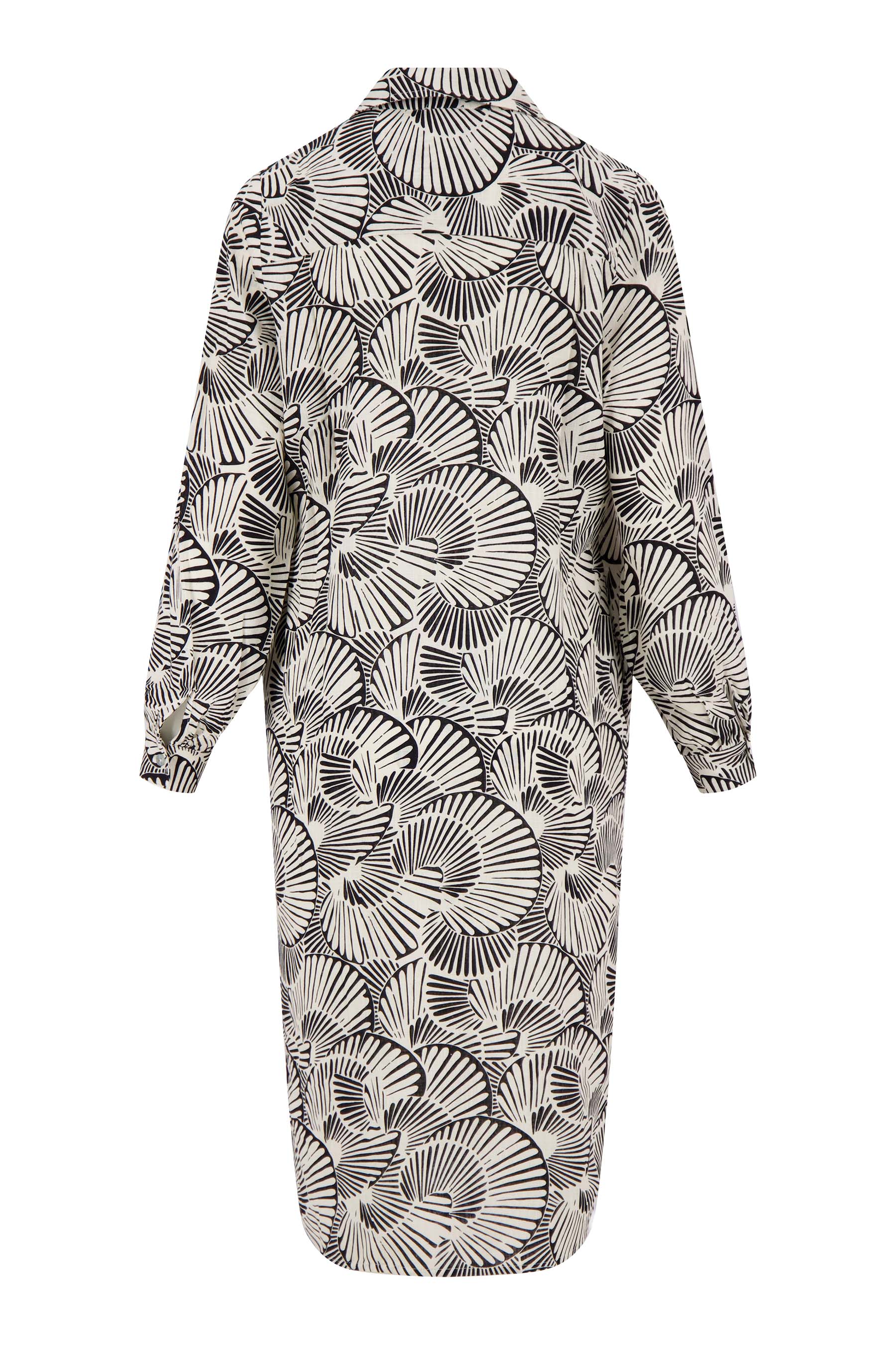 doorknoop jurk met grafische print | off white / zwart - Image 6