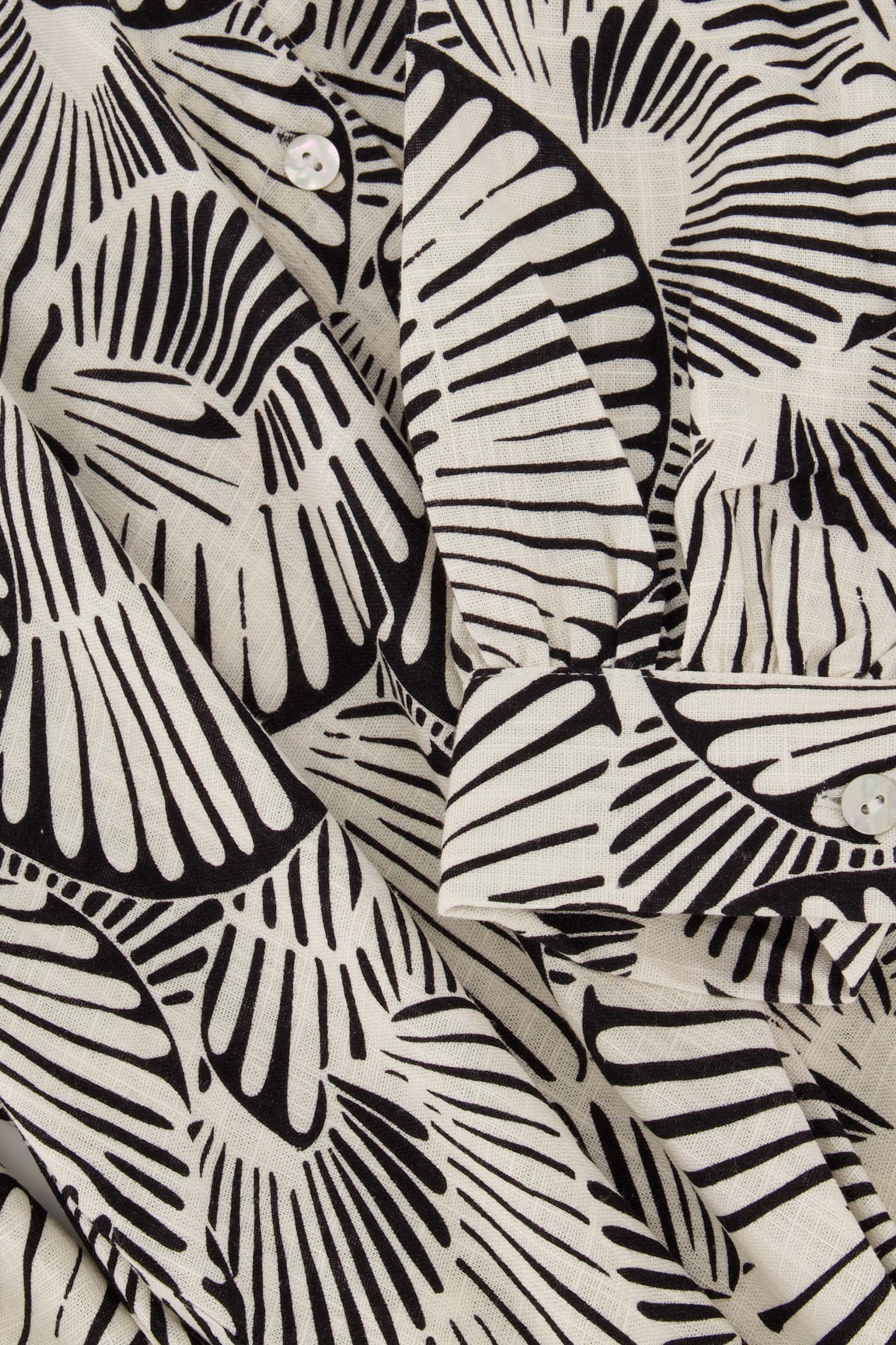 doorknoop jurk met grafische print | off white / zwart - Image 7
