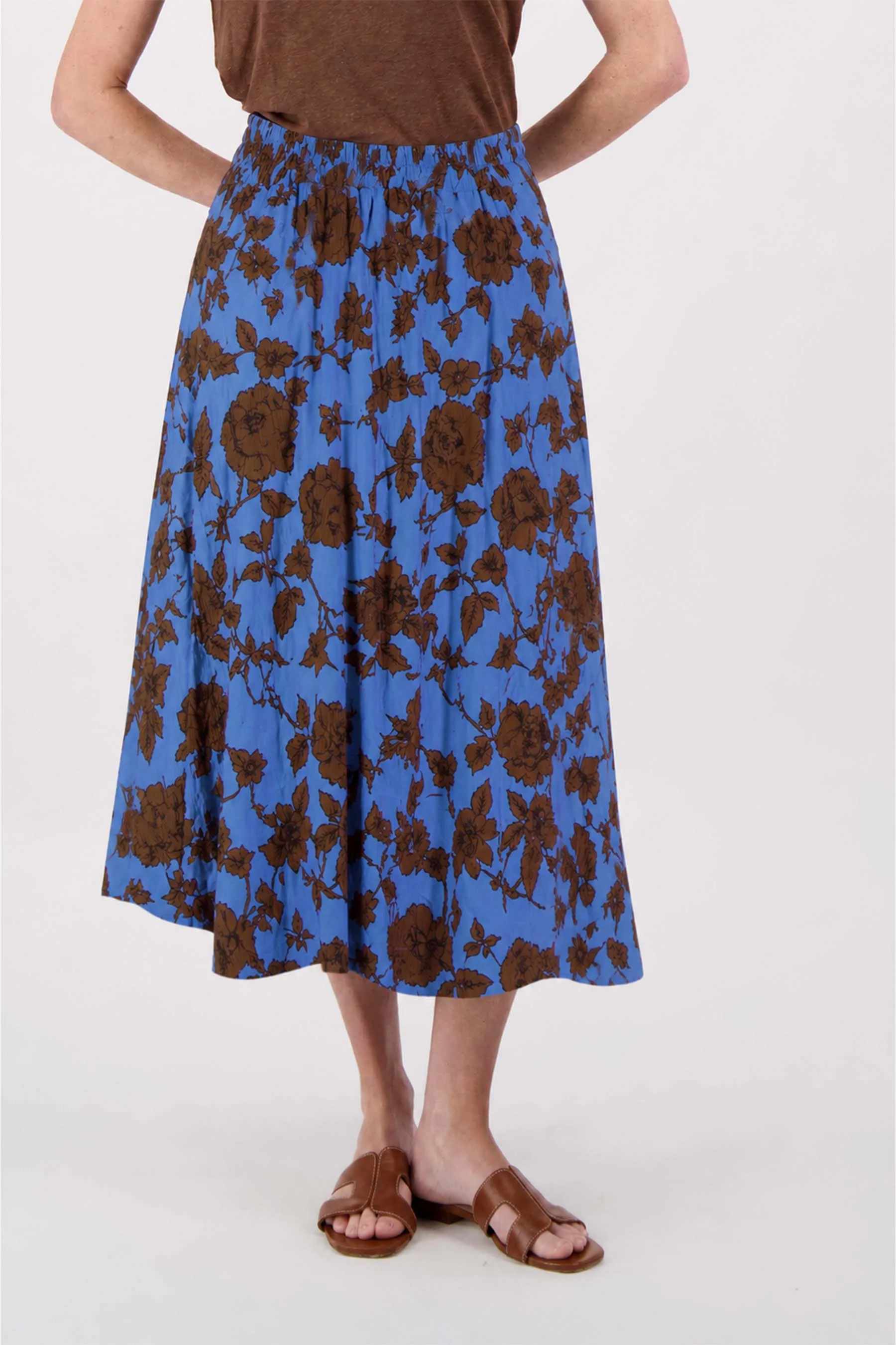fladder rok  ikat print | blue / brown