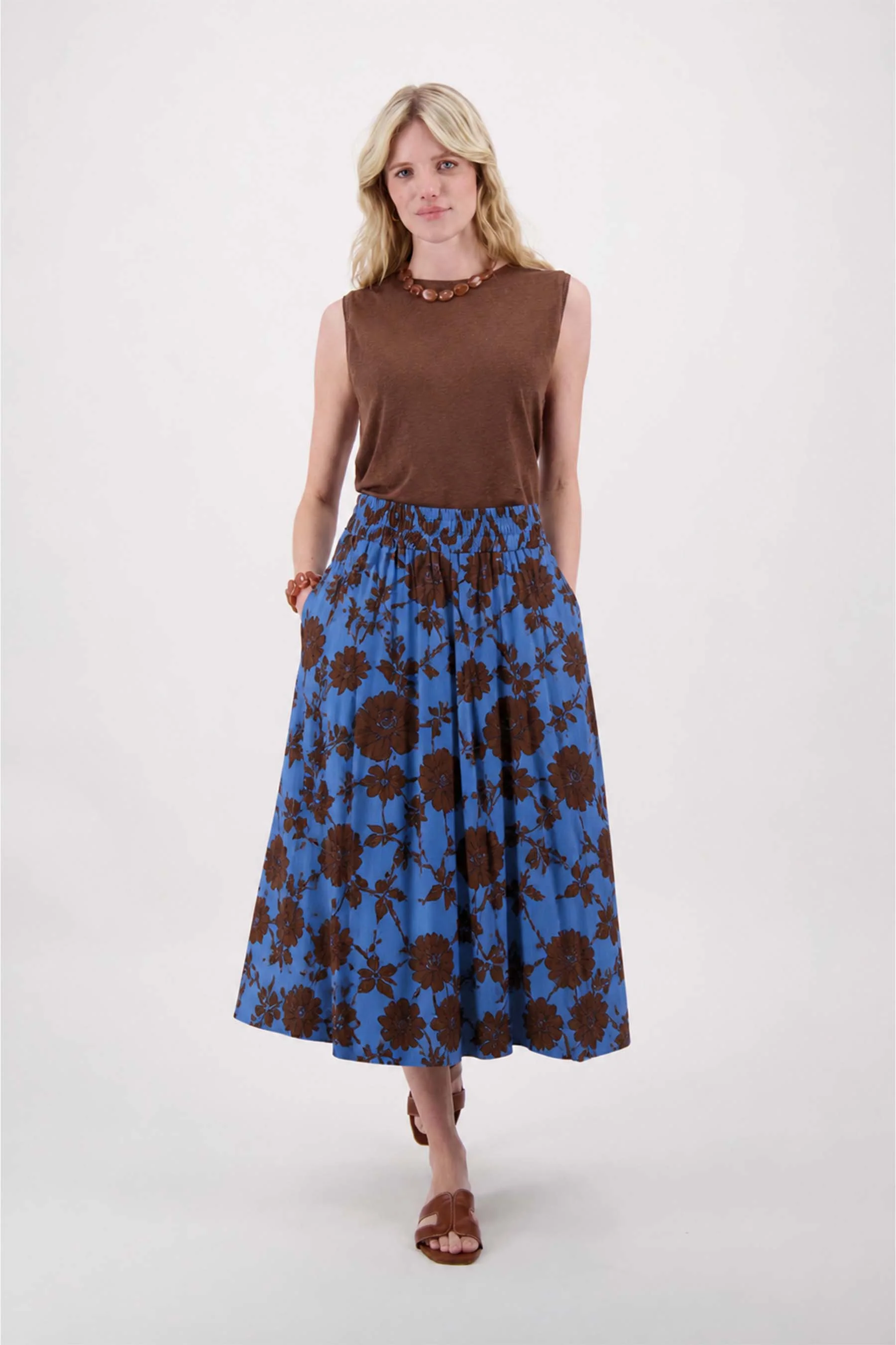 fladder rok  ikat print | blue / brown - Image 2