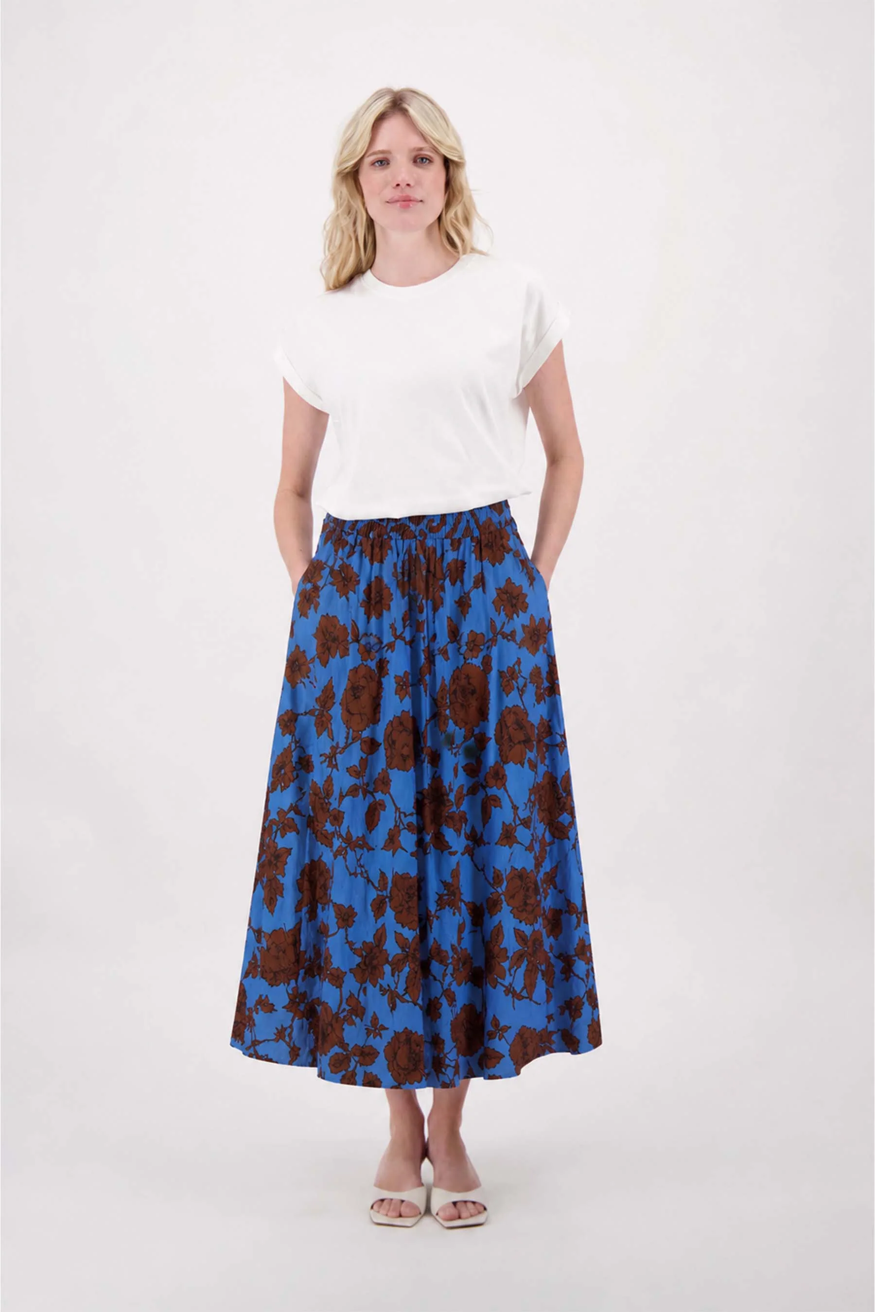 fladder rok  ikat print | blue / brown - Image 3