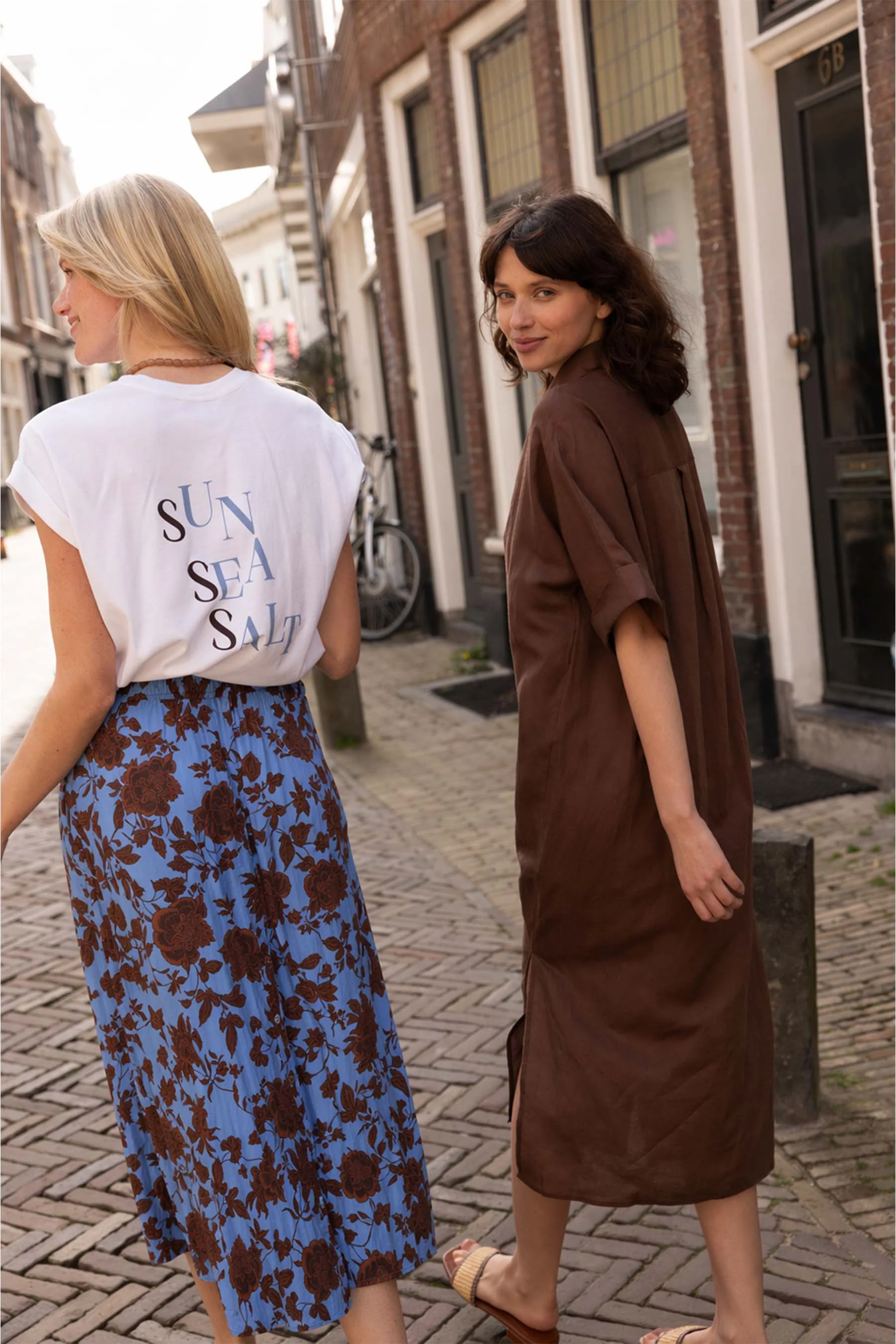 fladder rok  ikat print | blue / brown - Image 4