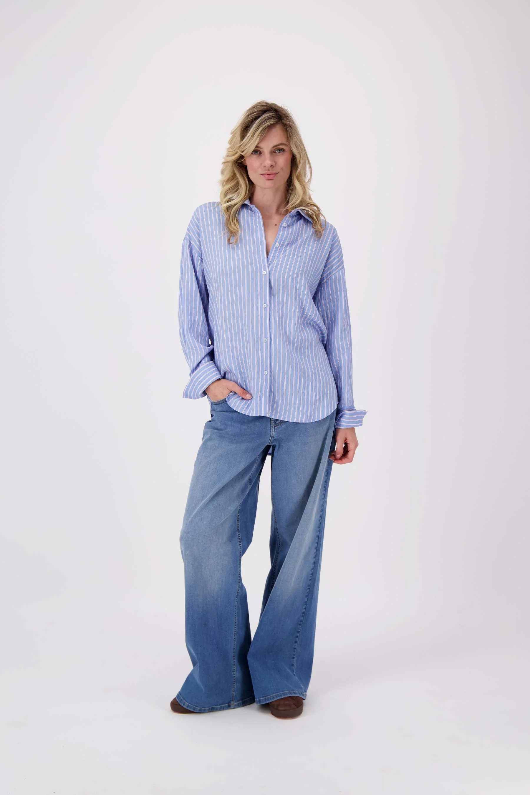 gestreepte blouse | blauw / wit - Image 3