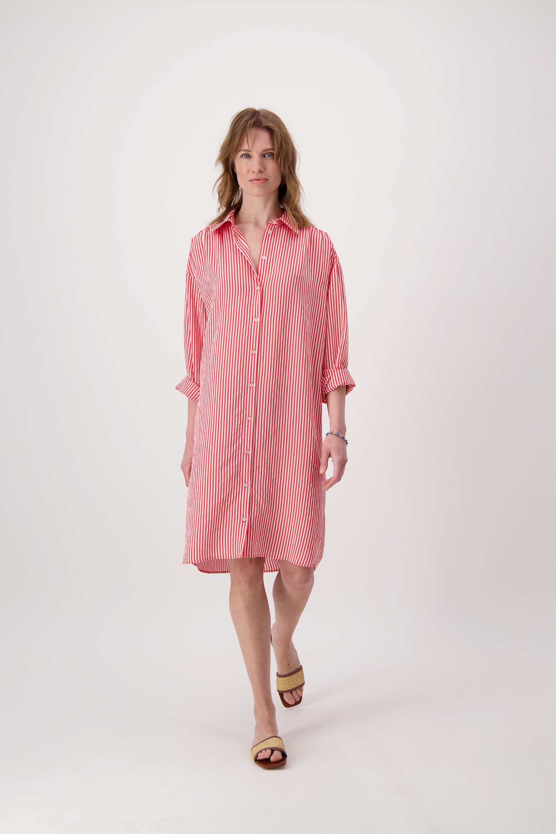 gestreepte blouse jurk | red / white - Image 3