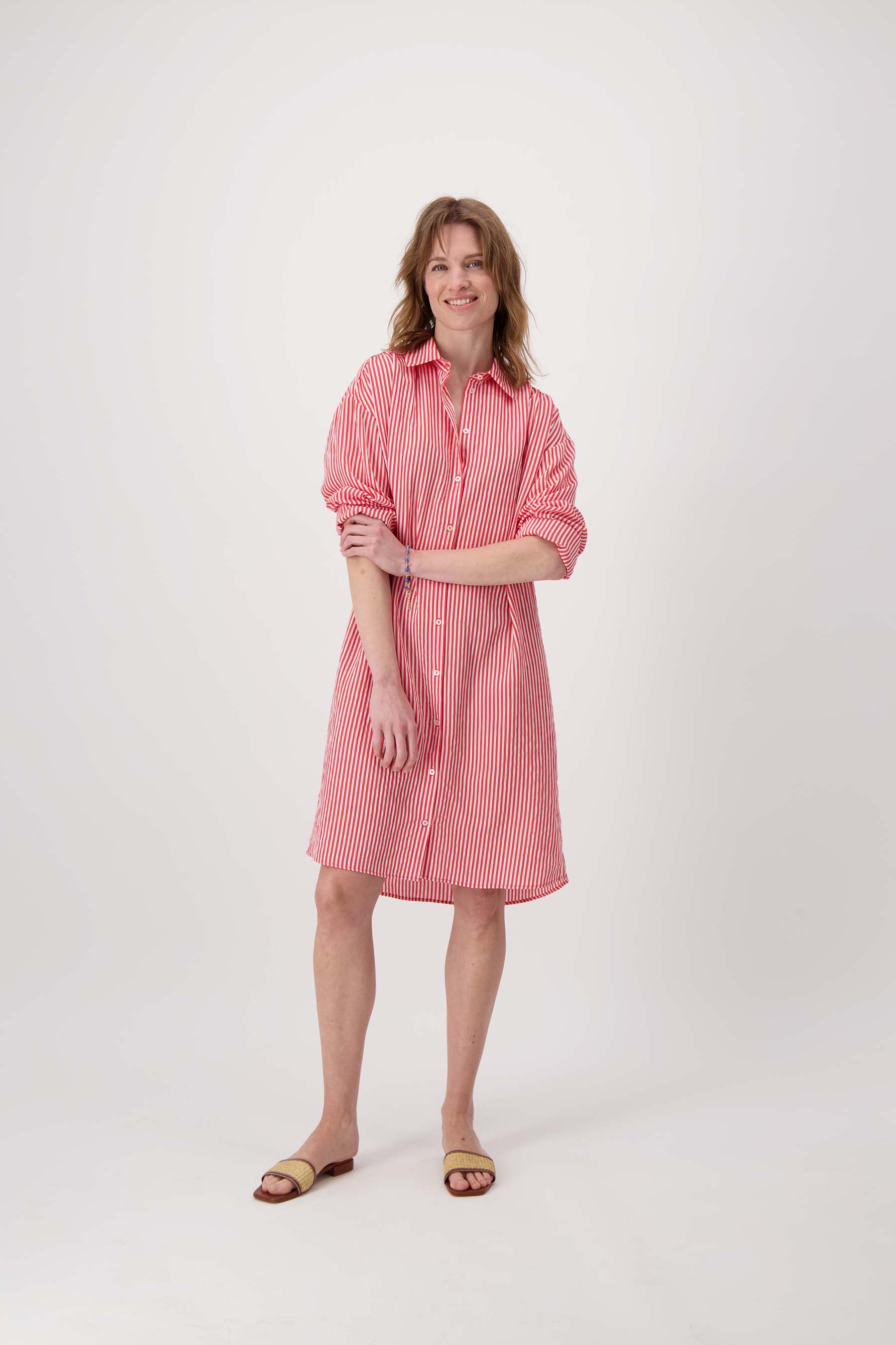 gestreepte blouse jurk | red / white - Image 6