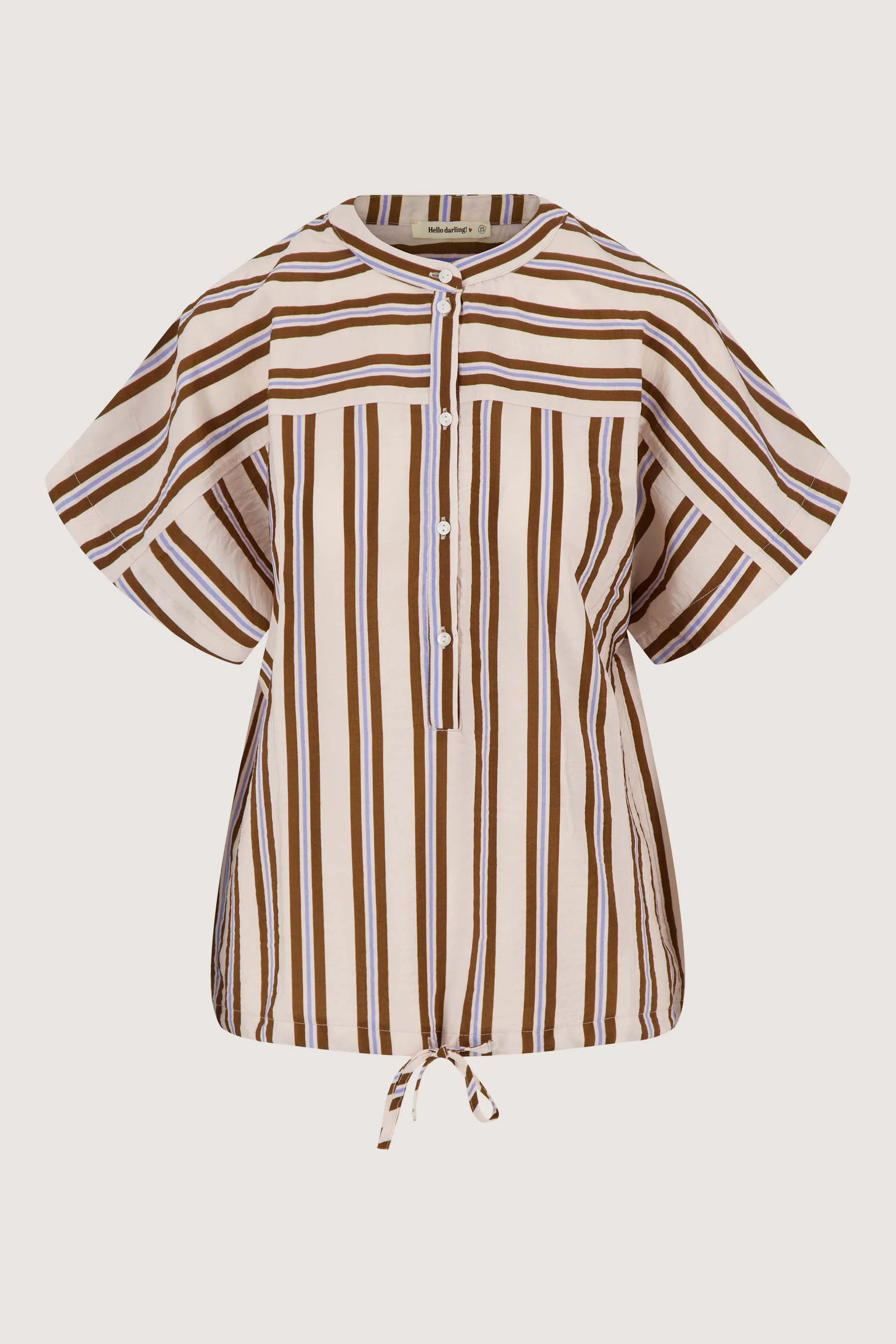 gestreepte blouse met korte mouw | off white /choco / cornflower blue - Image 6
