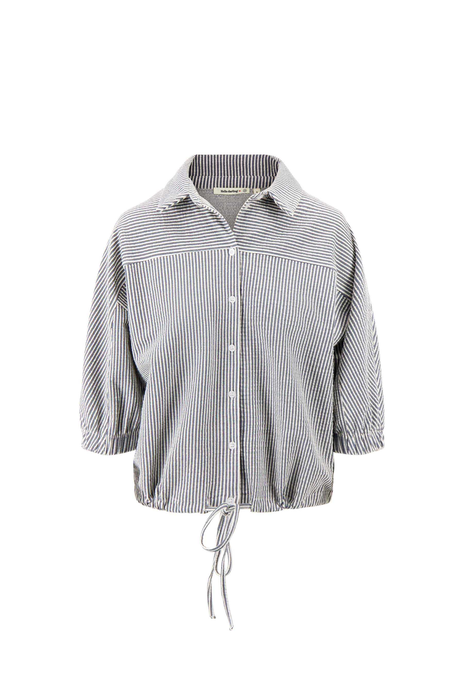 gestreepte blouse van structuur stof | summer navy / off white - Image 5