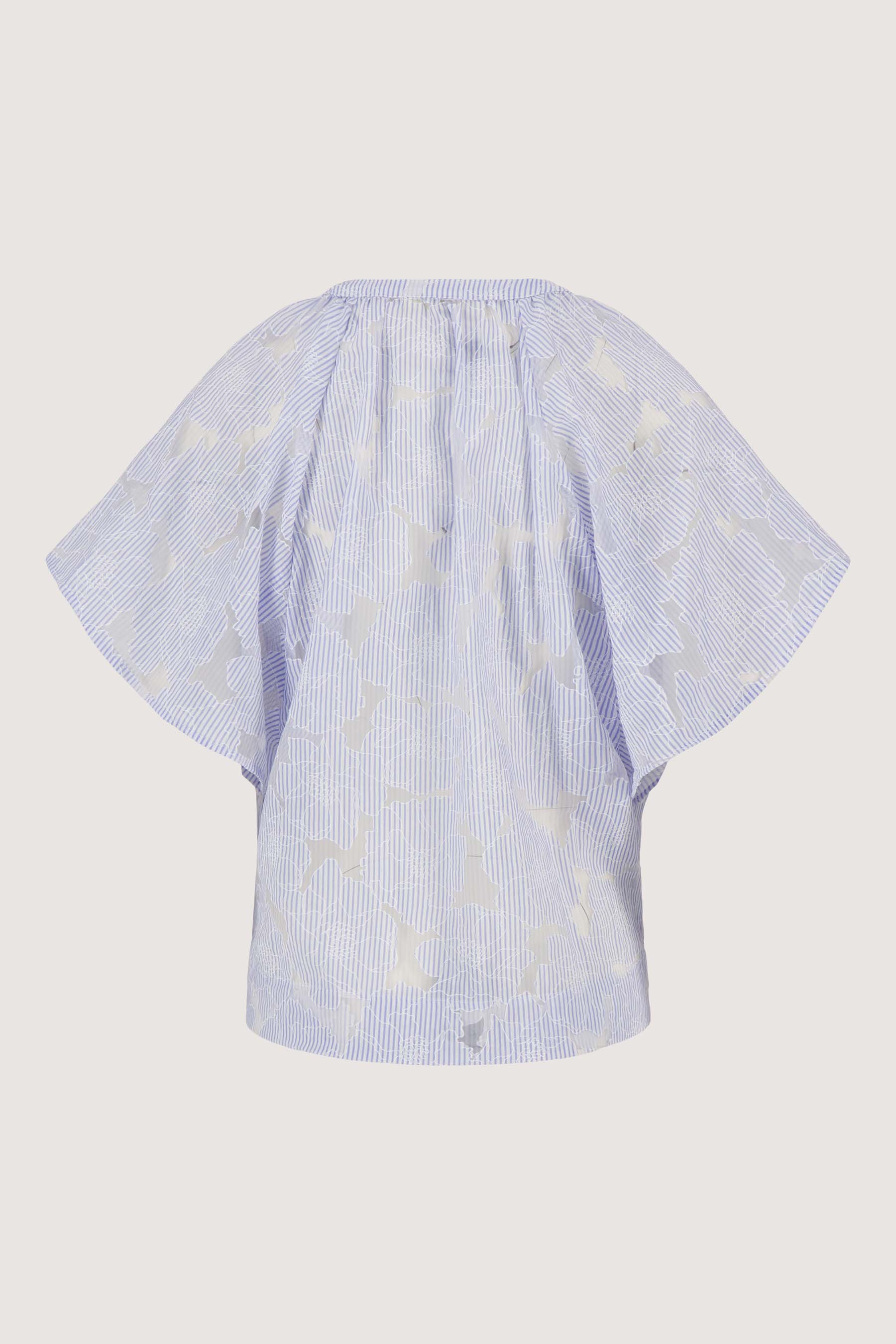 gestreepte organza blouse | mid blue/ off white - Image 6
