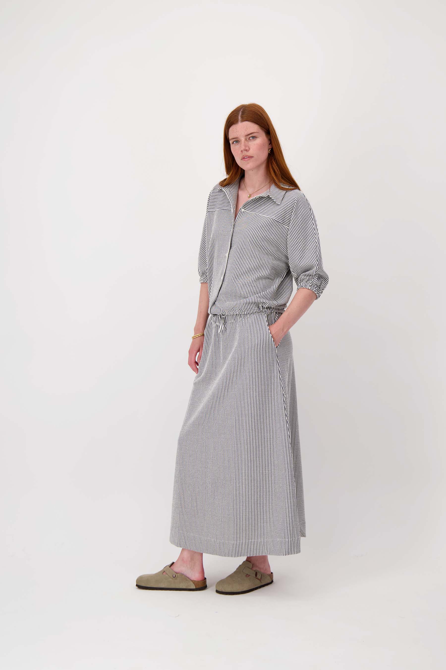 gestreepte seersucker rok | summer navy / off white - Image 3