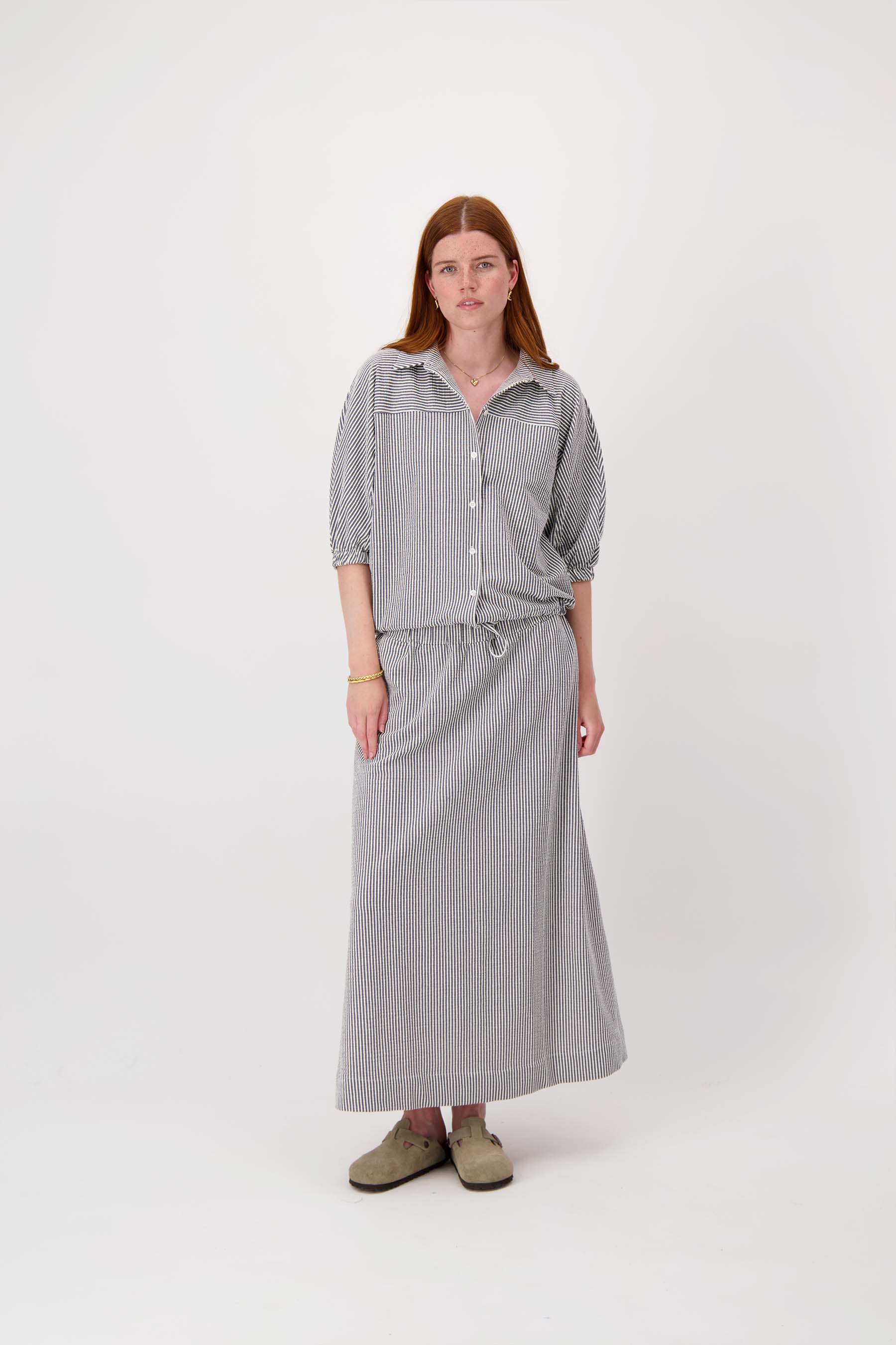 gestreepte seersucker rok | summer navy / off white - Image 4