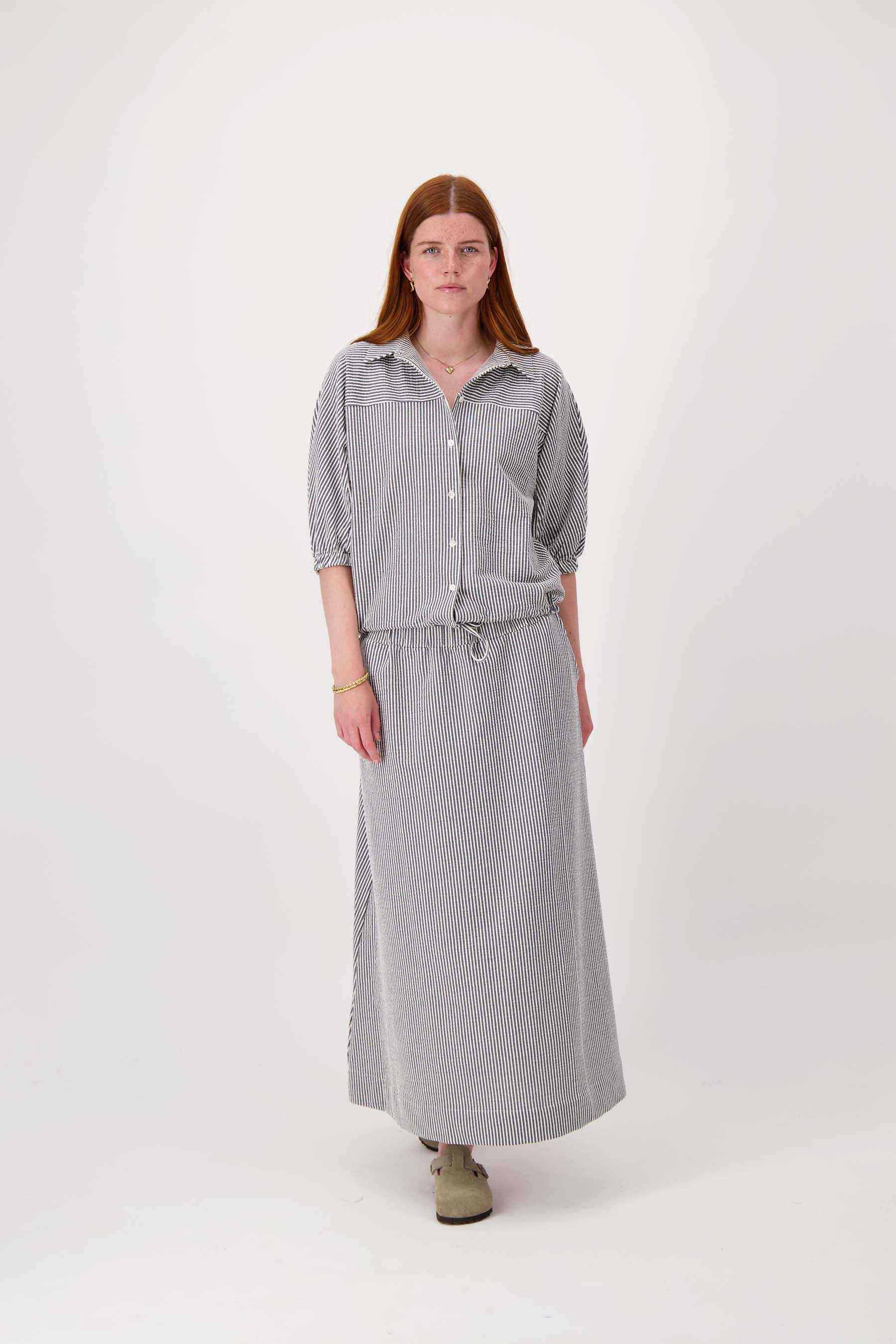gestreepte seersucker rok | summer navy / off white - Image 5