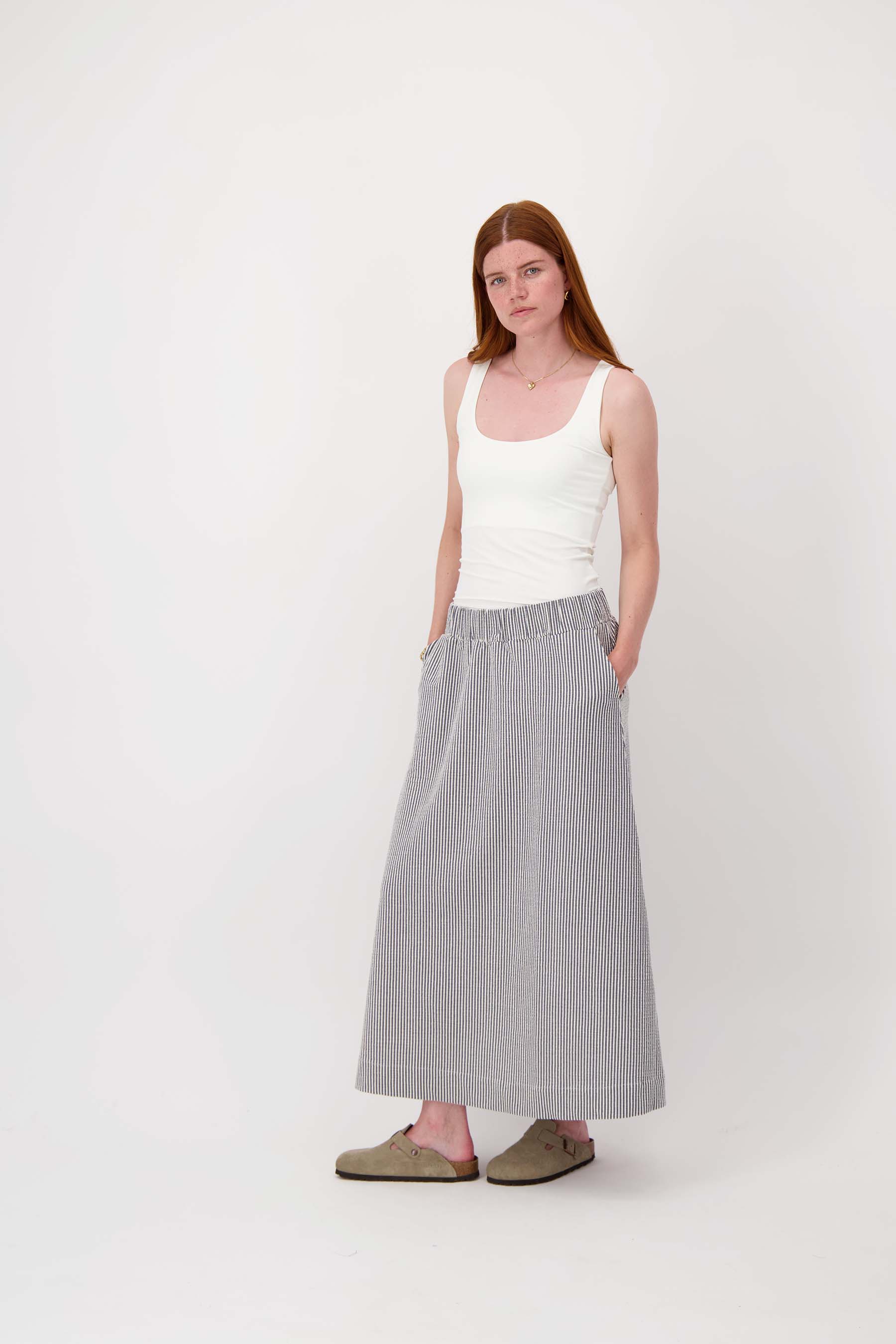 gestreepte seersucker rok | summer navy / off white - Image 6
