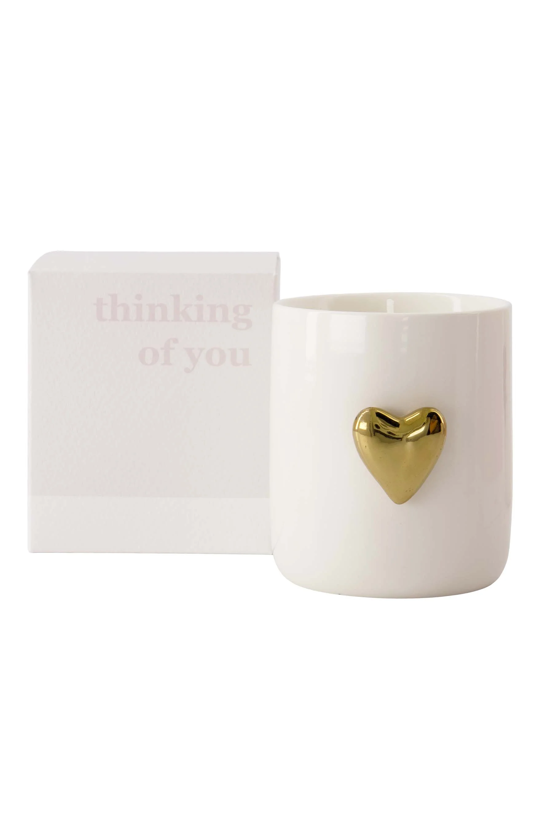 geurkaars keramiek hart in doosje thinking of you | white / gold