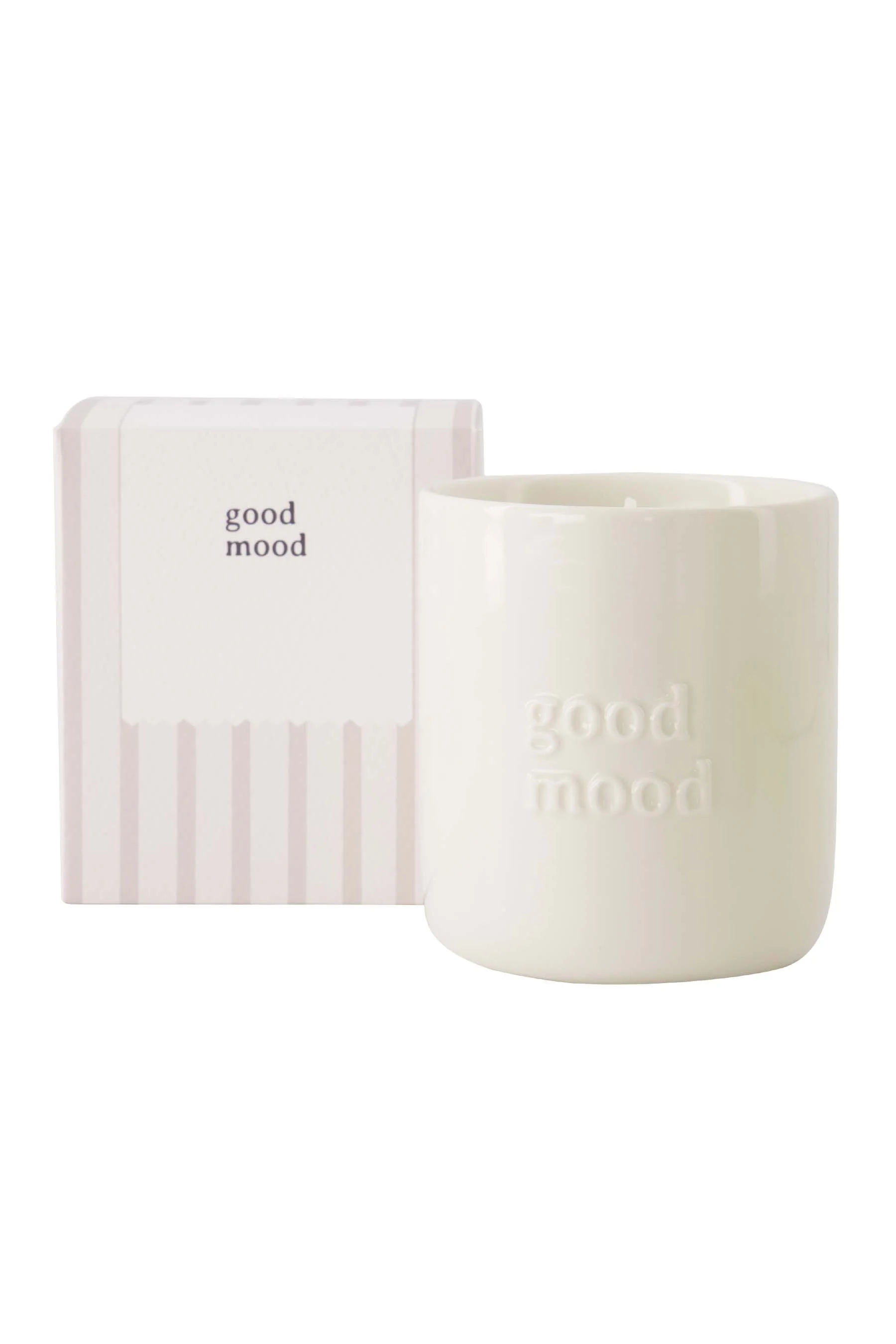 geurkaars keramiek in doosje good mood | white / sand