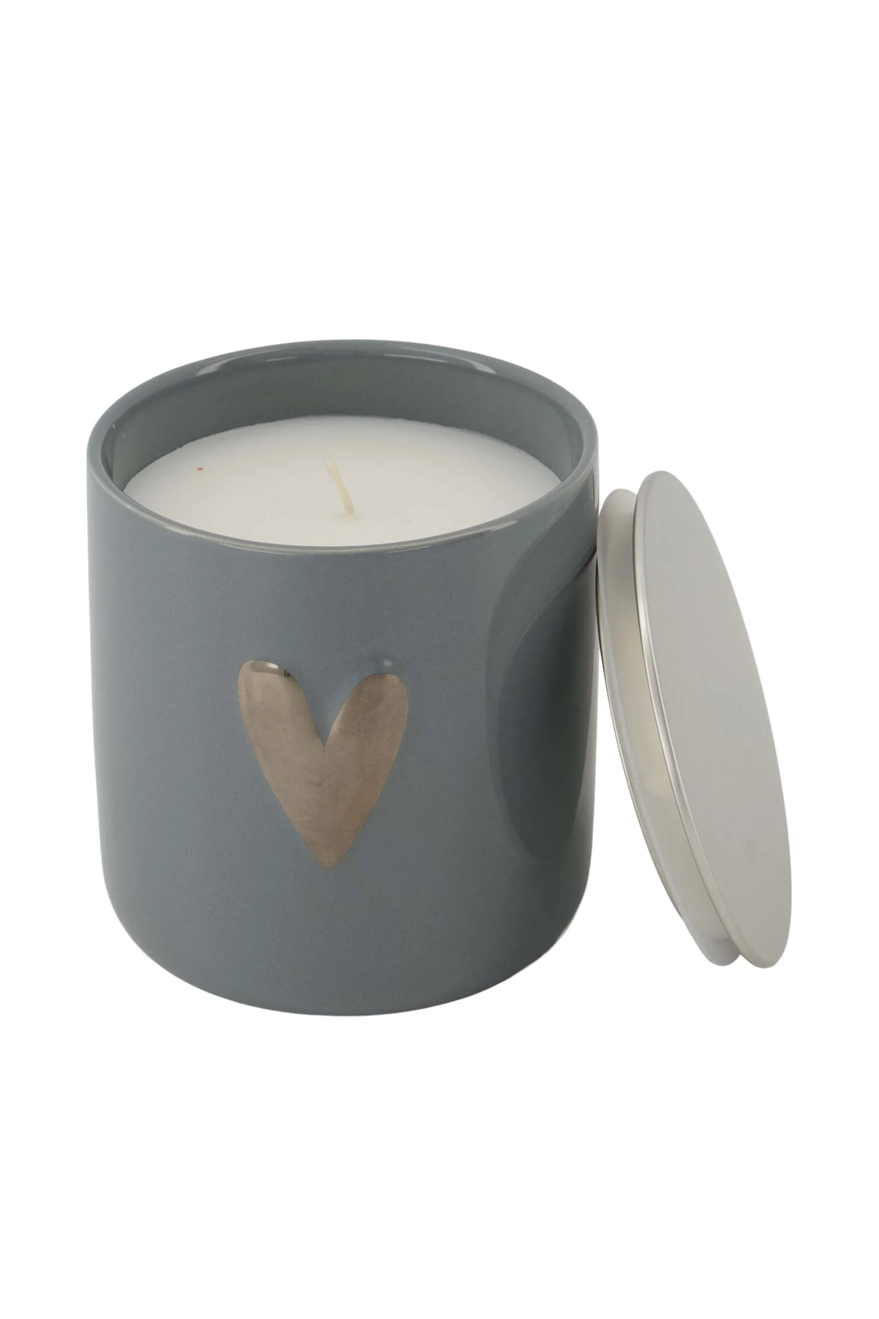 geurkaars keramiek zilver hartje grijsblauw | ash blue - Image 3