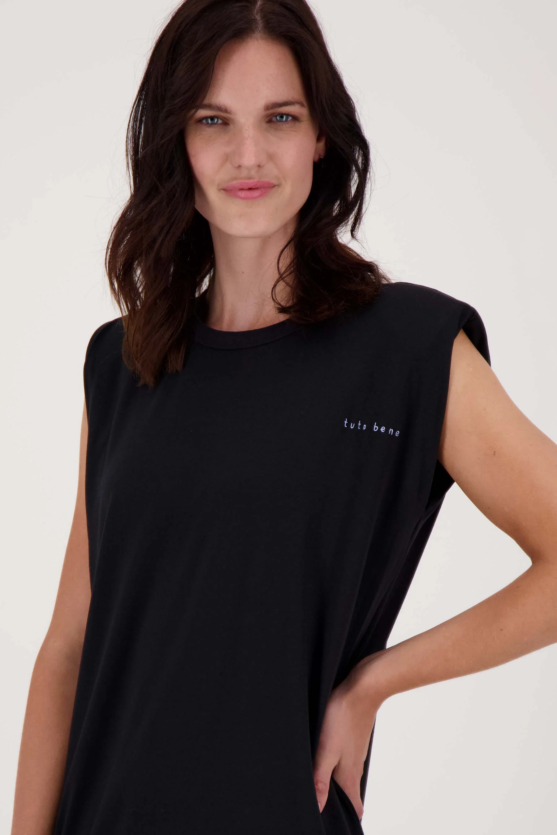 jersey jurk met schoudervullingen | black - Image 2