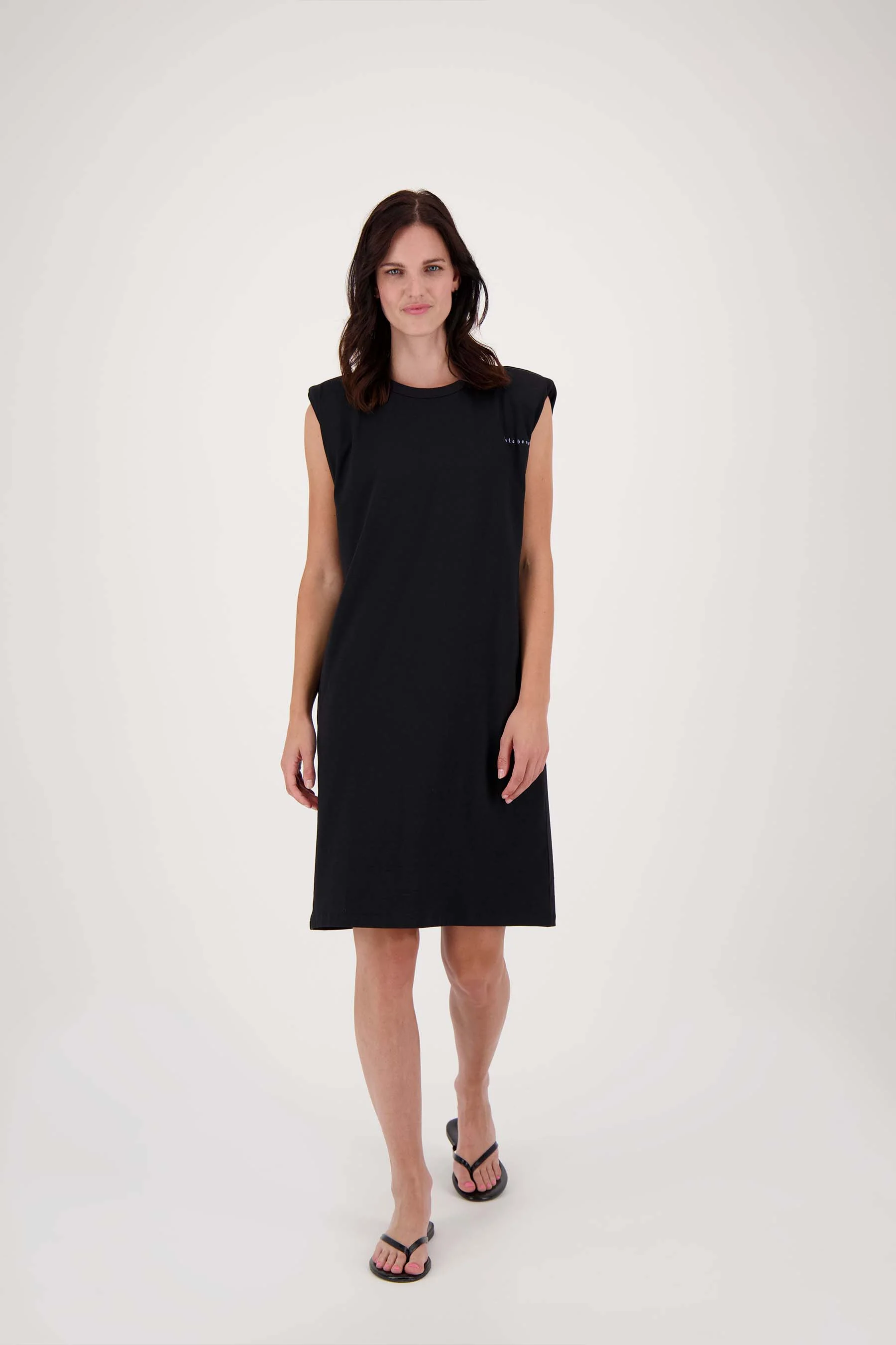 jersey jurk met schoudervullingen | black - Image 3