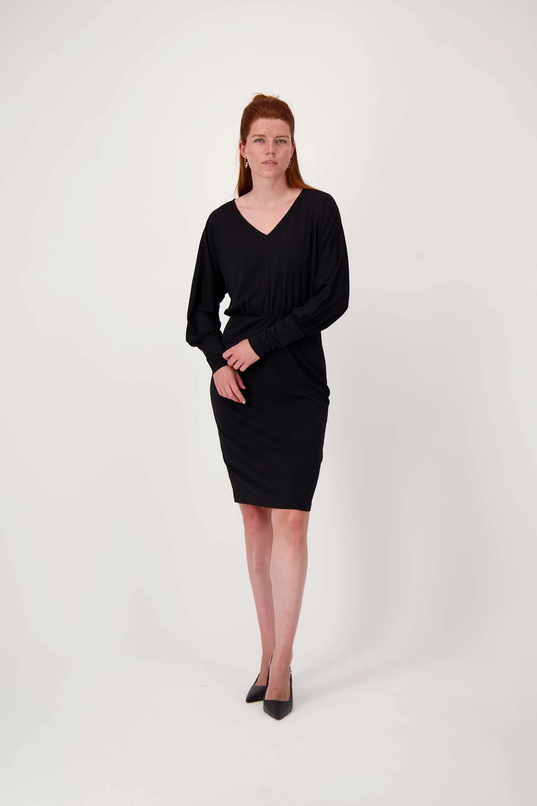 jersey jurk V-hals | black - Image 6