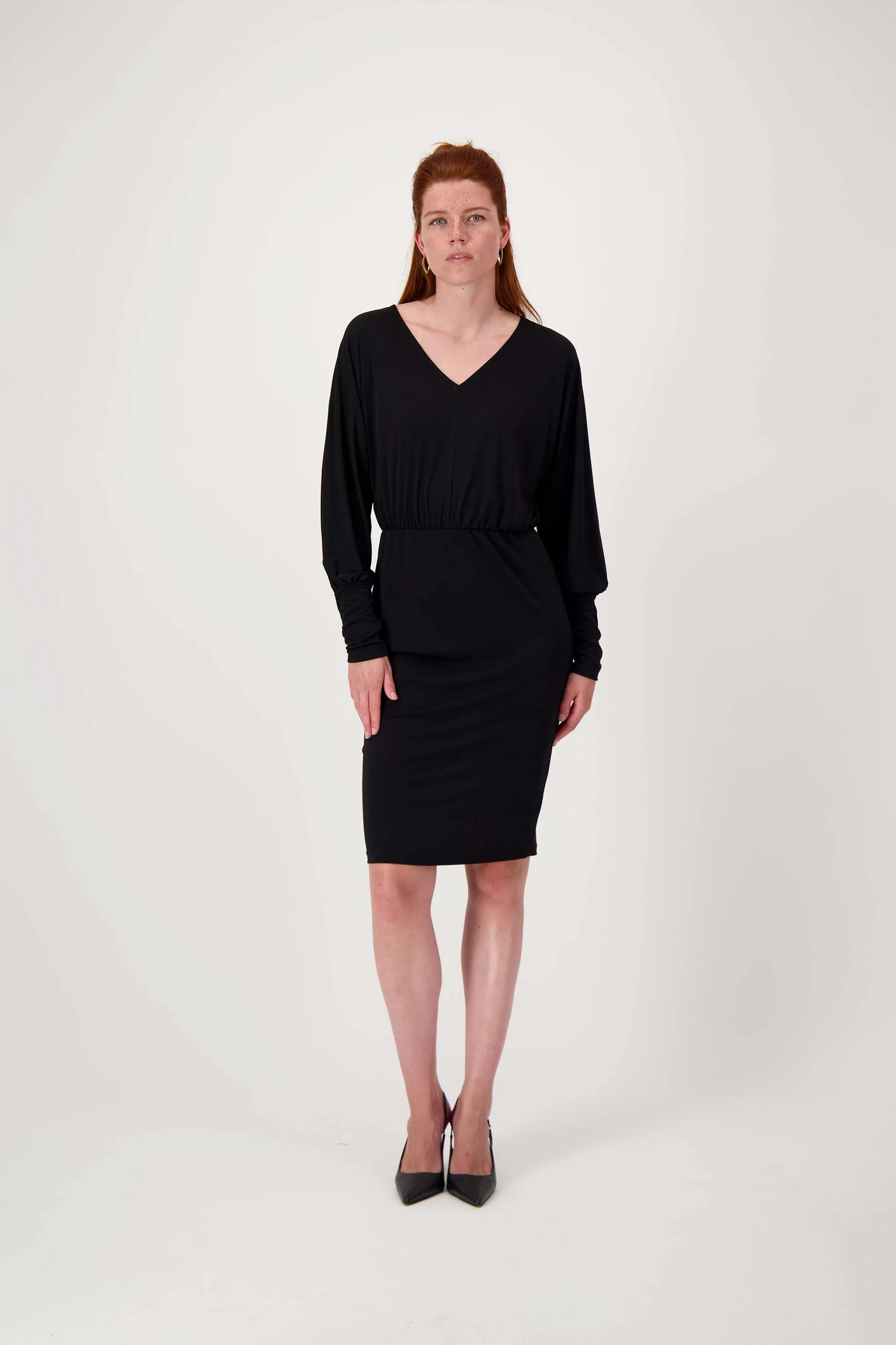 jersey jurk V-hals | black - Image 8