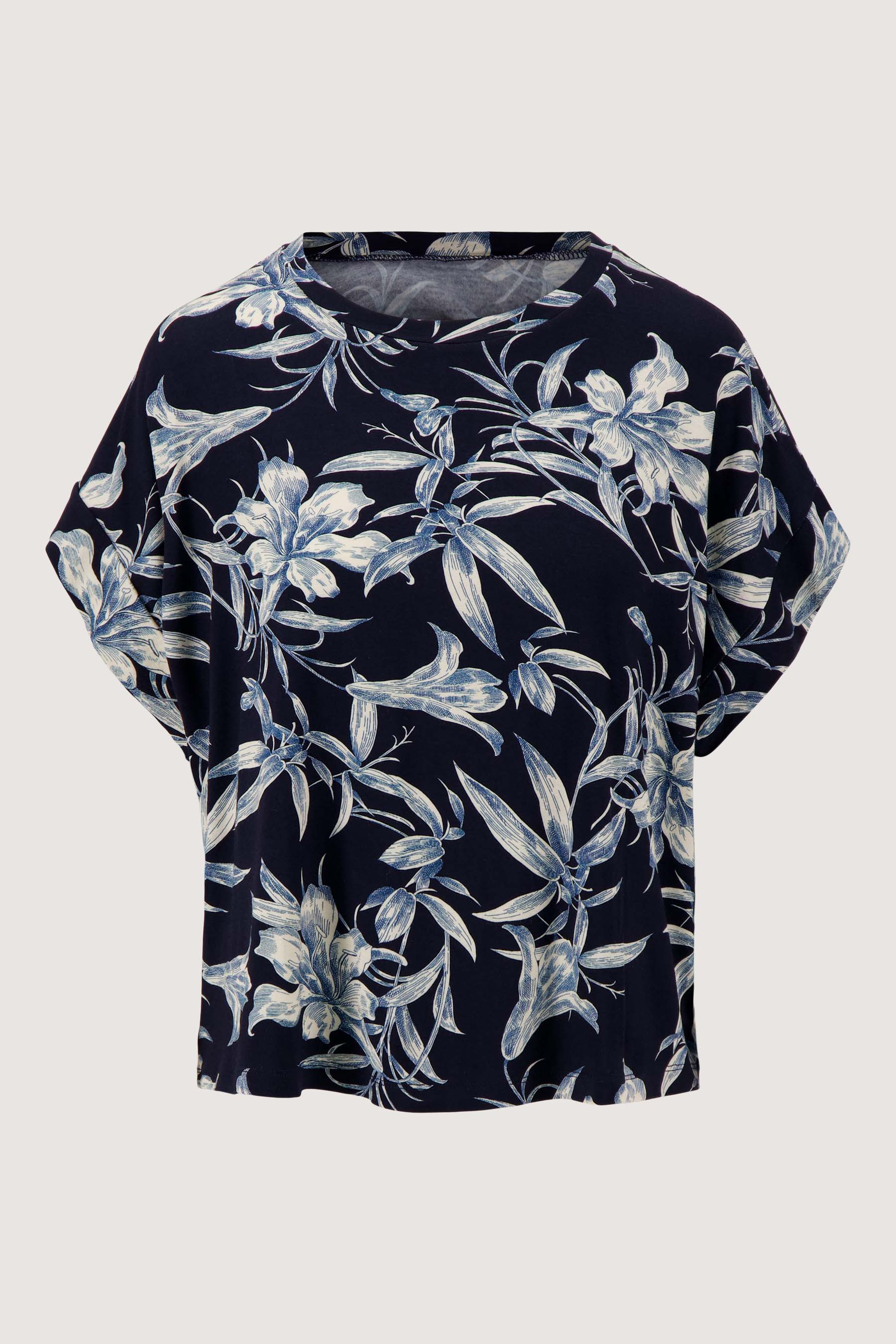 jersey top met bloemprint | summer navy / off white - Image 5