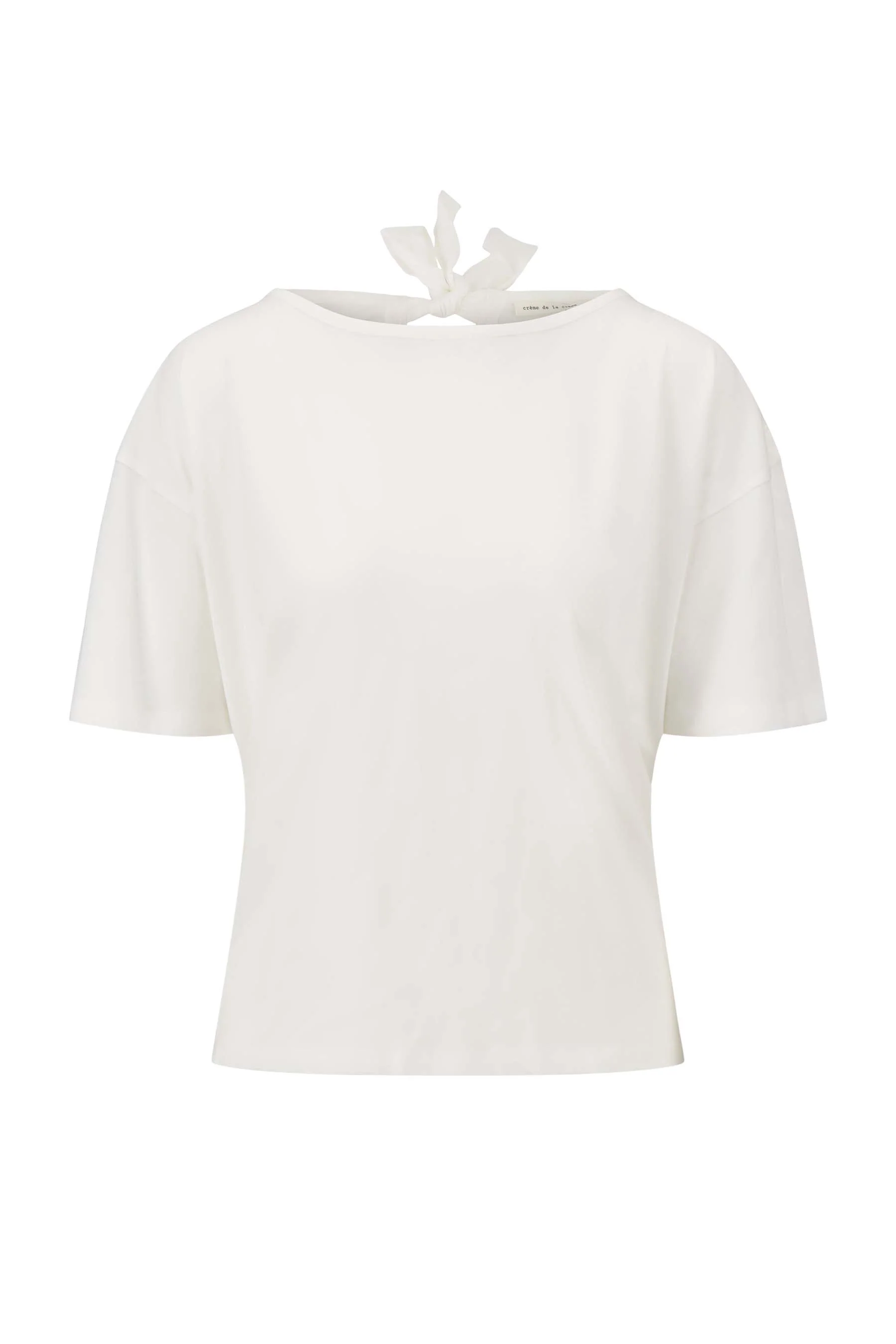 jersey wijde top met strik in nek | white