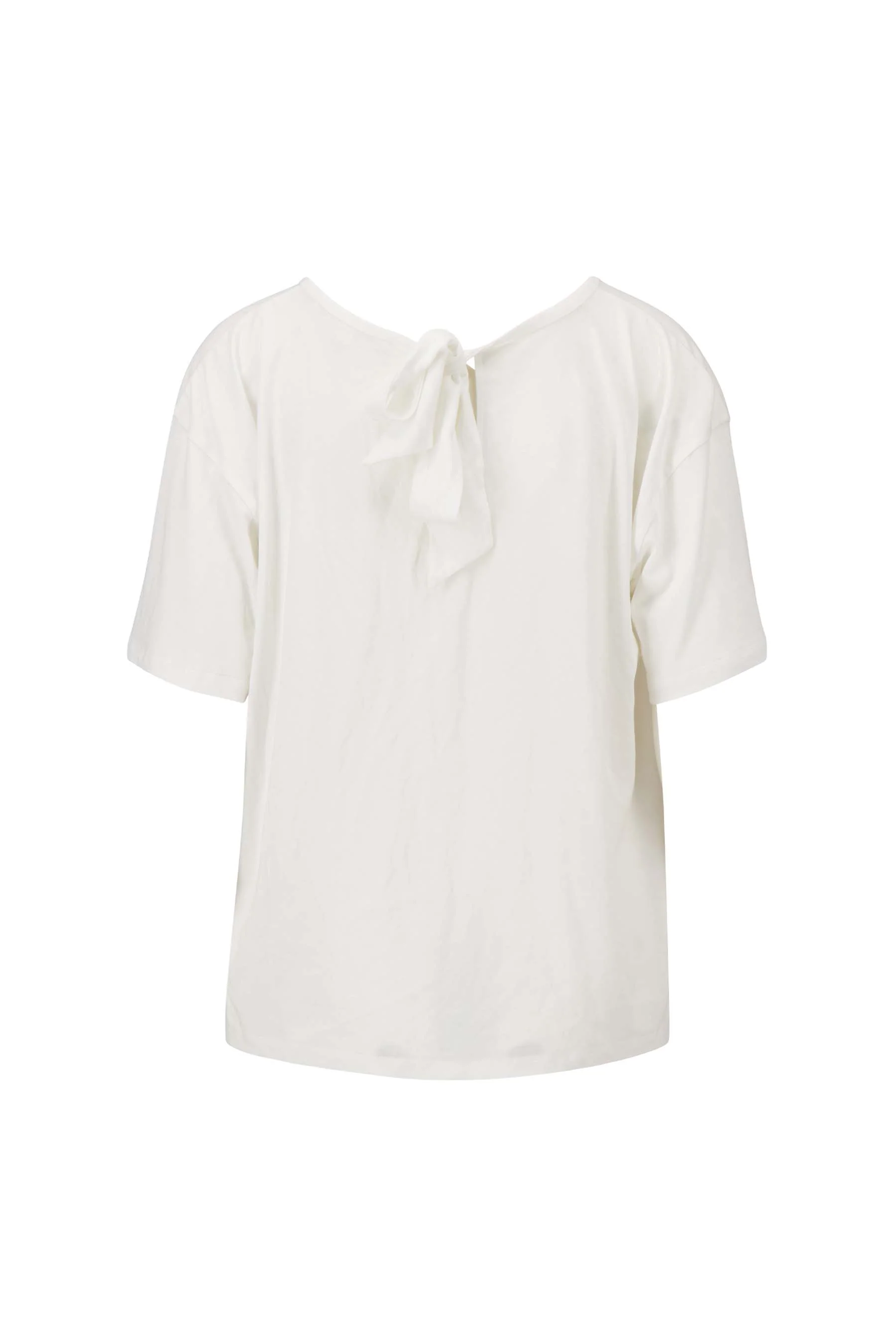 jersey wijde top met strik in nek | white - Image 2