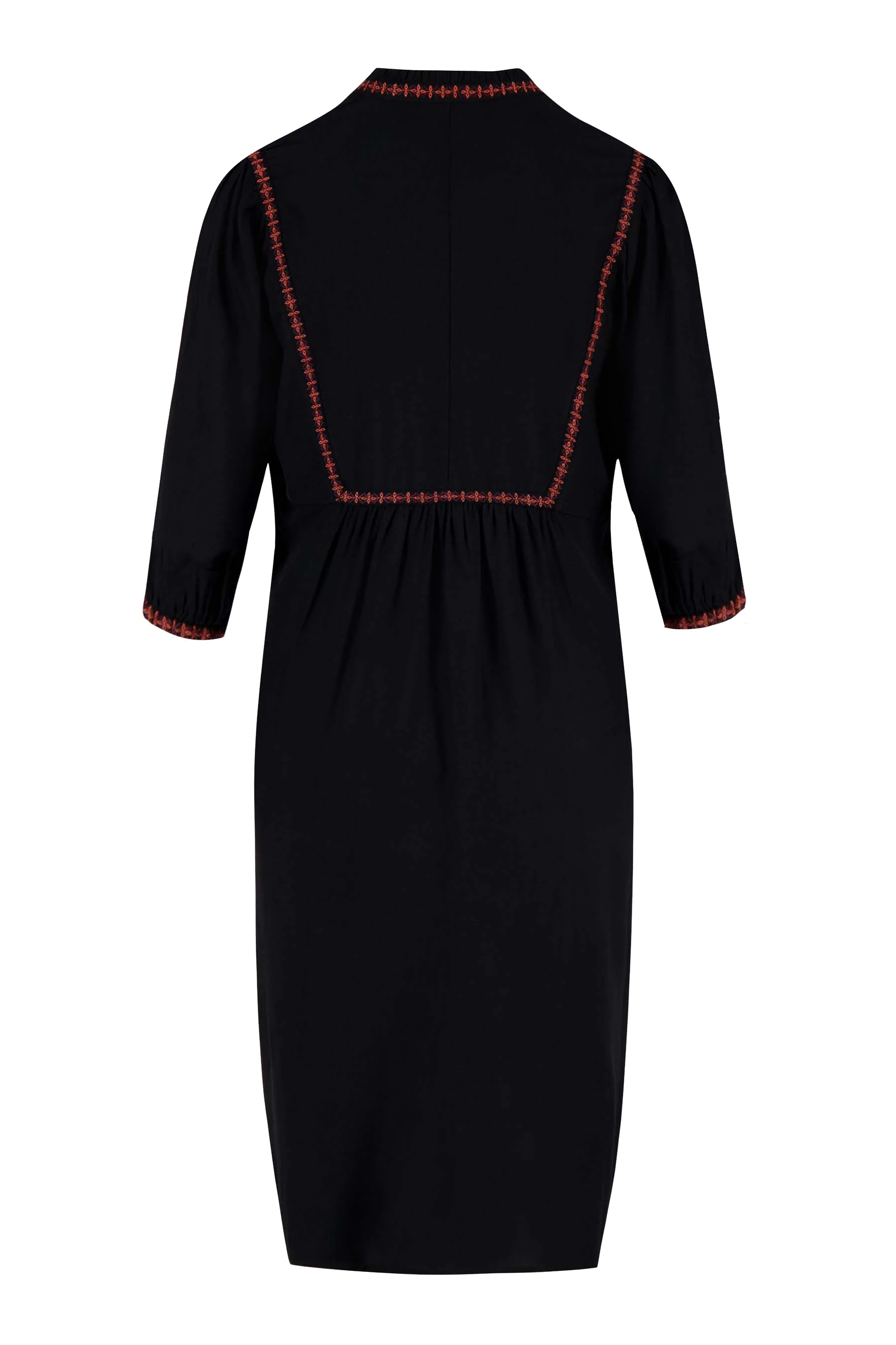 jurk met borduursels | zwart / koraalroze - Image 3