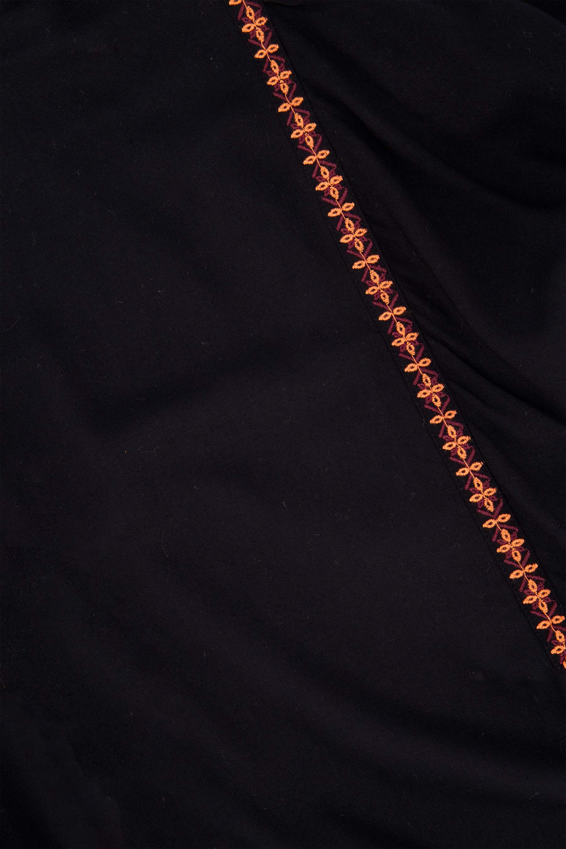 jurk met borduursels | zwart / koraalroze - Image 4