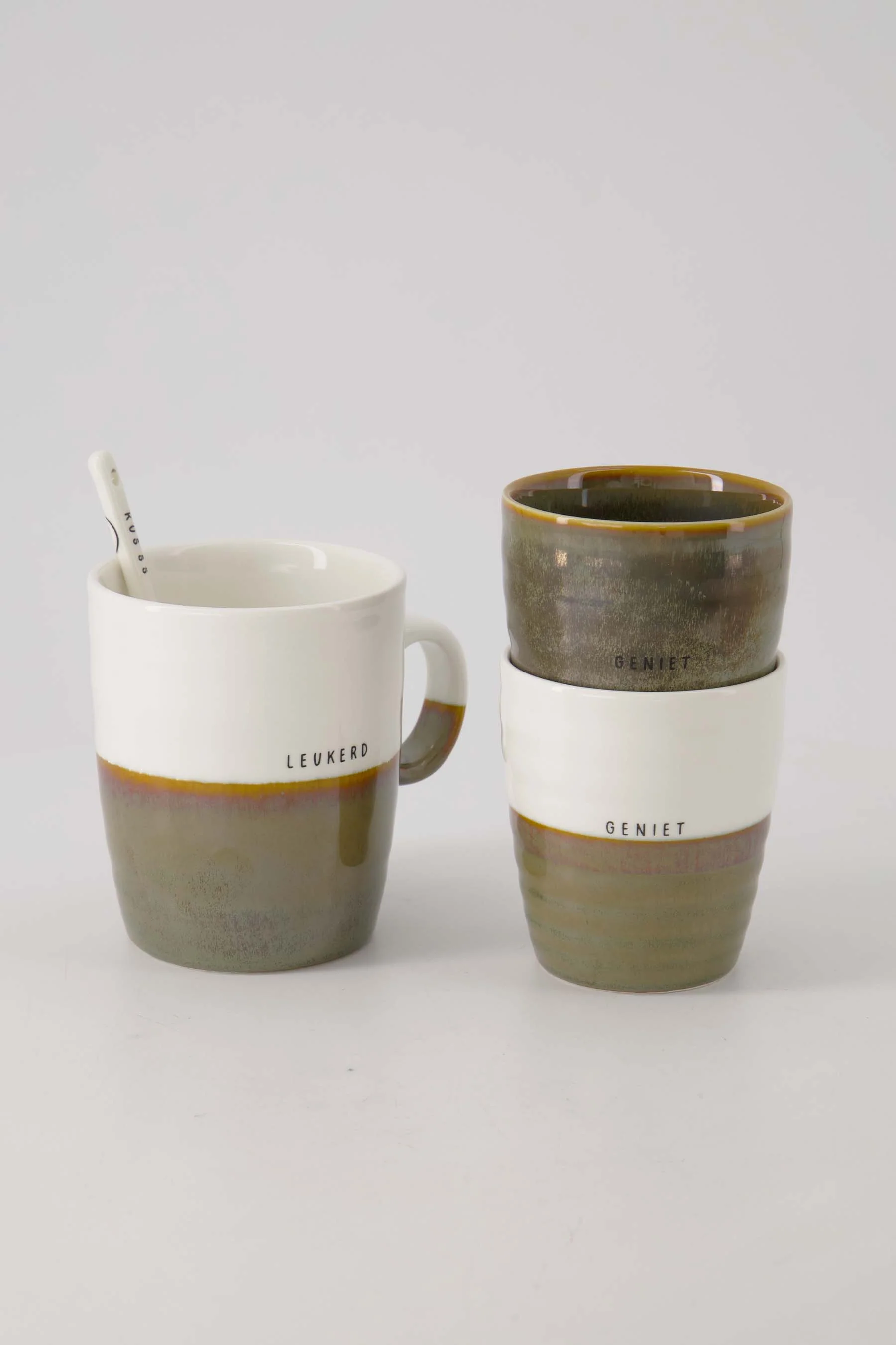 koffiemok geniet donkergroen | white / dark green - Image 3