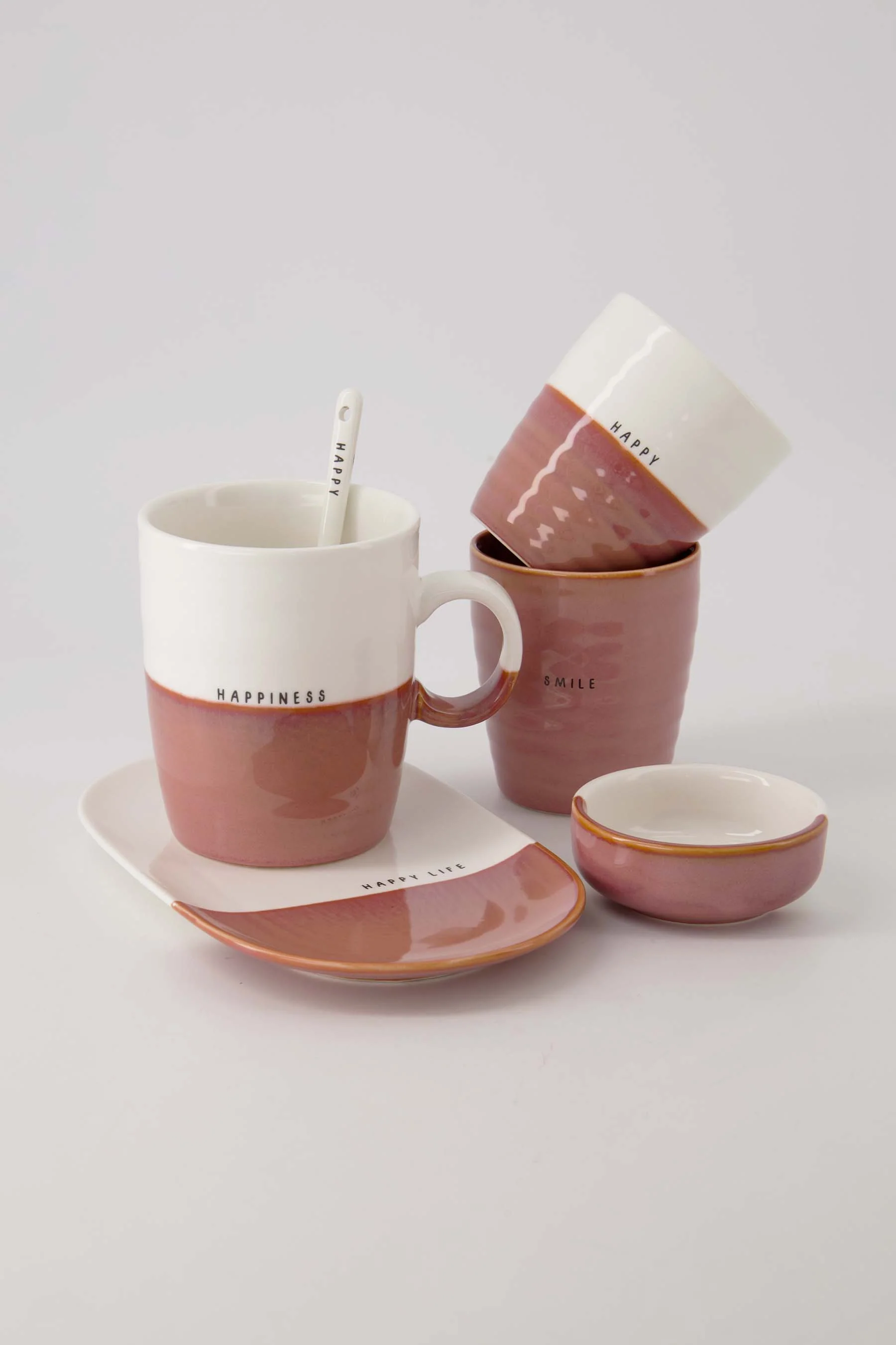 koffiemok happy wit/burgundy | wit / burgundy - Image 4