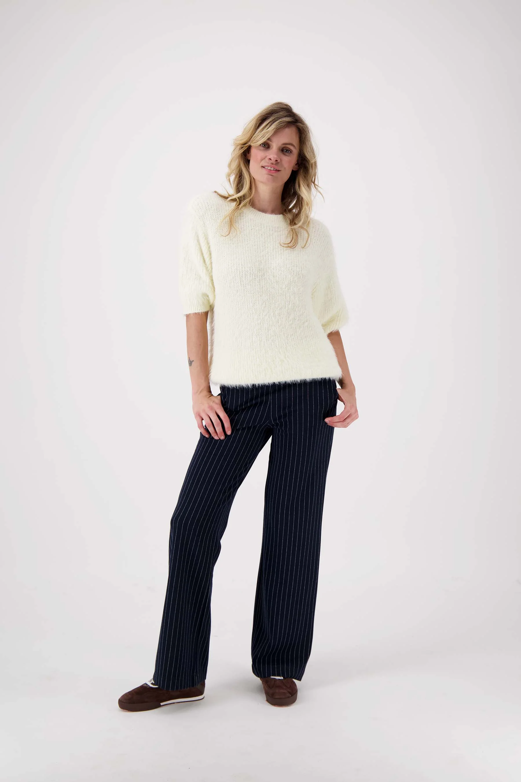 krijtstreep broek met detail | navy - Image 2