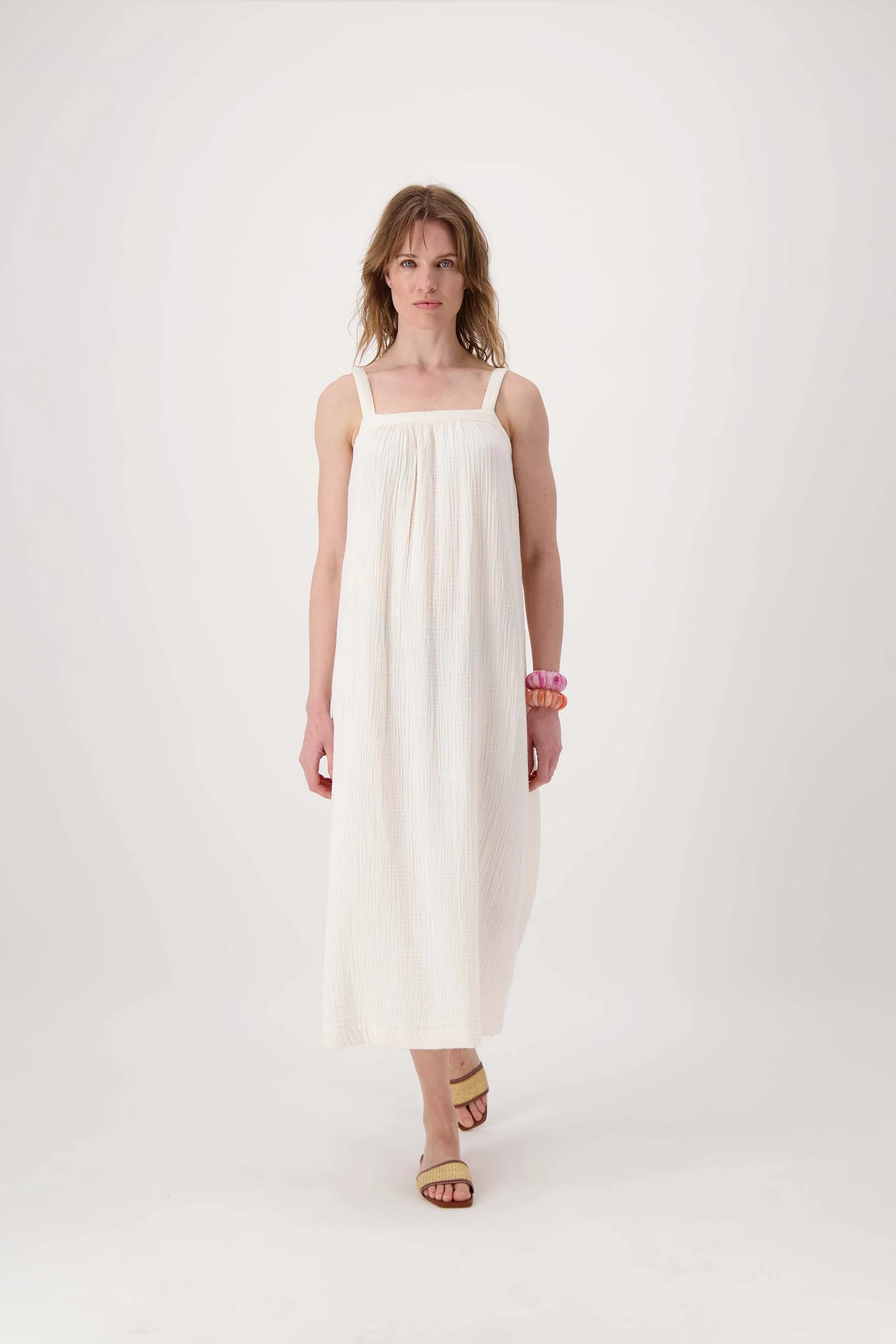 lange mousseline jurk | off white - Image 4