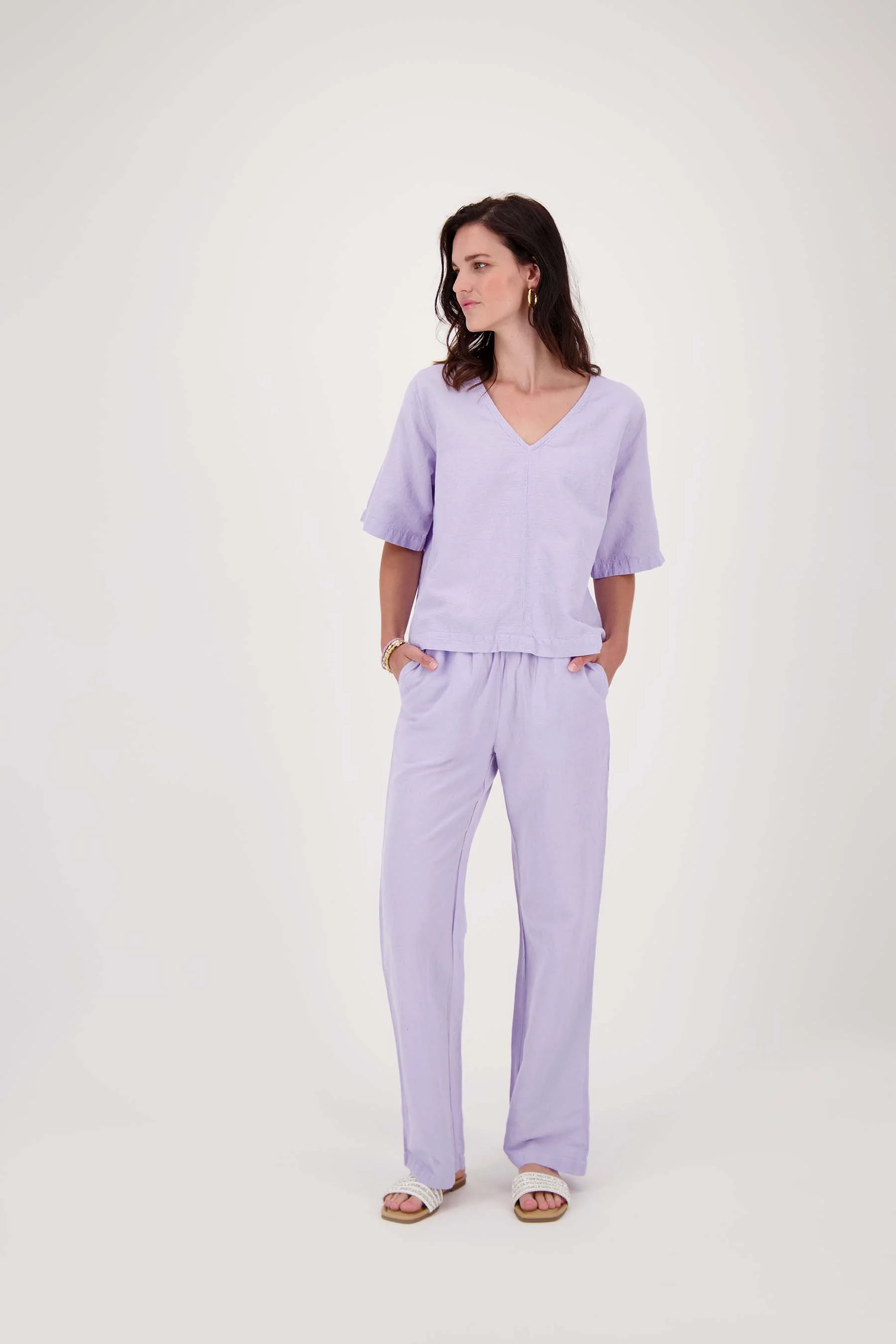 linnen broek | lila