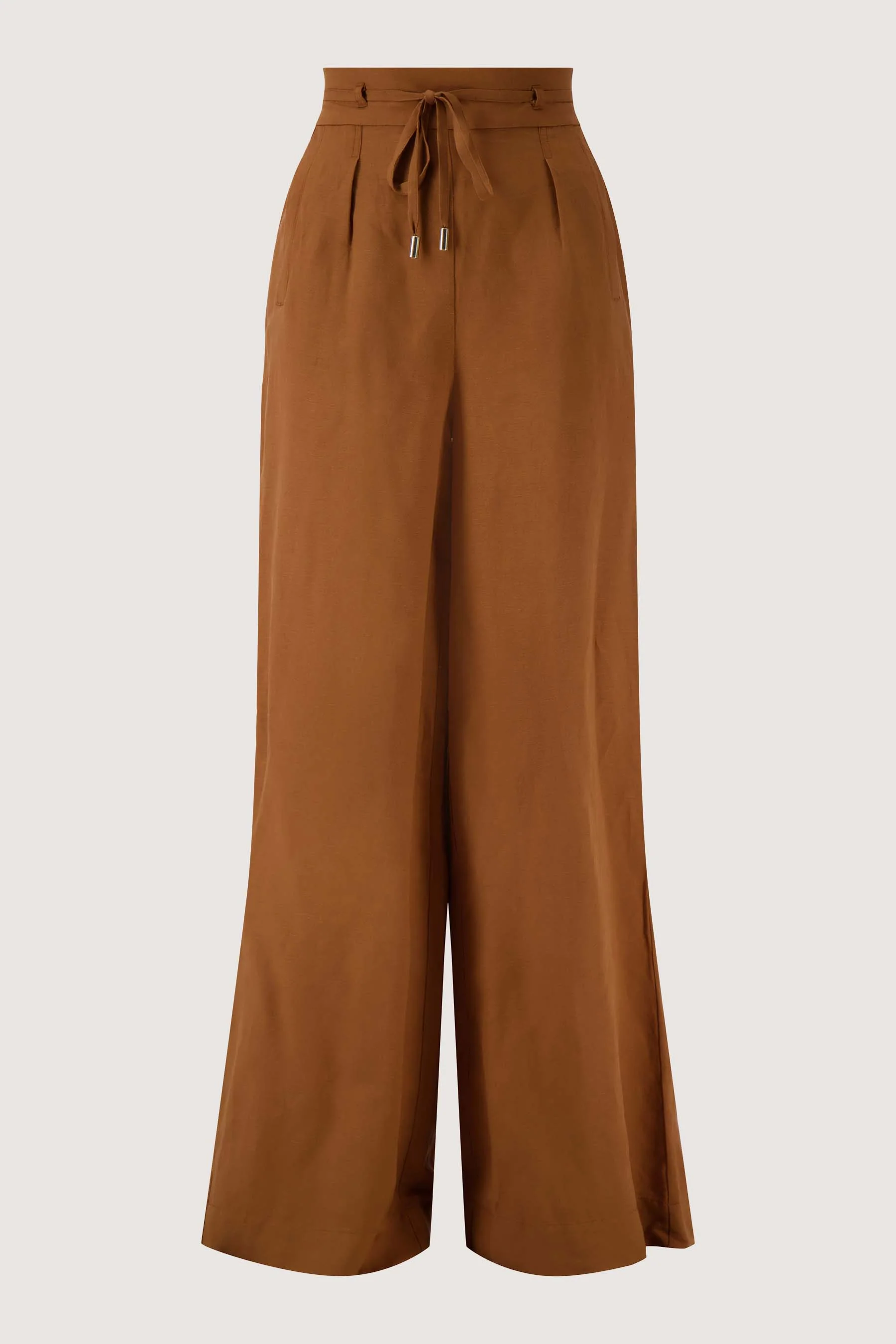 linnen broek met riempje | warm camel - Image 5