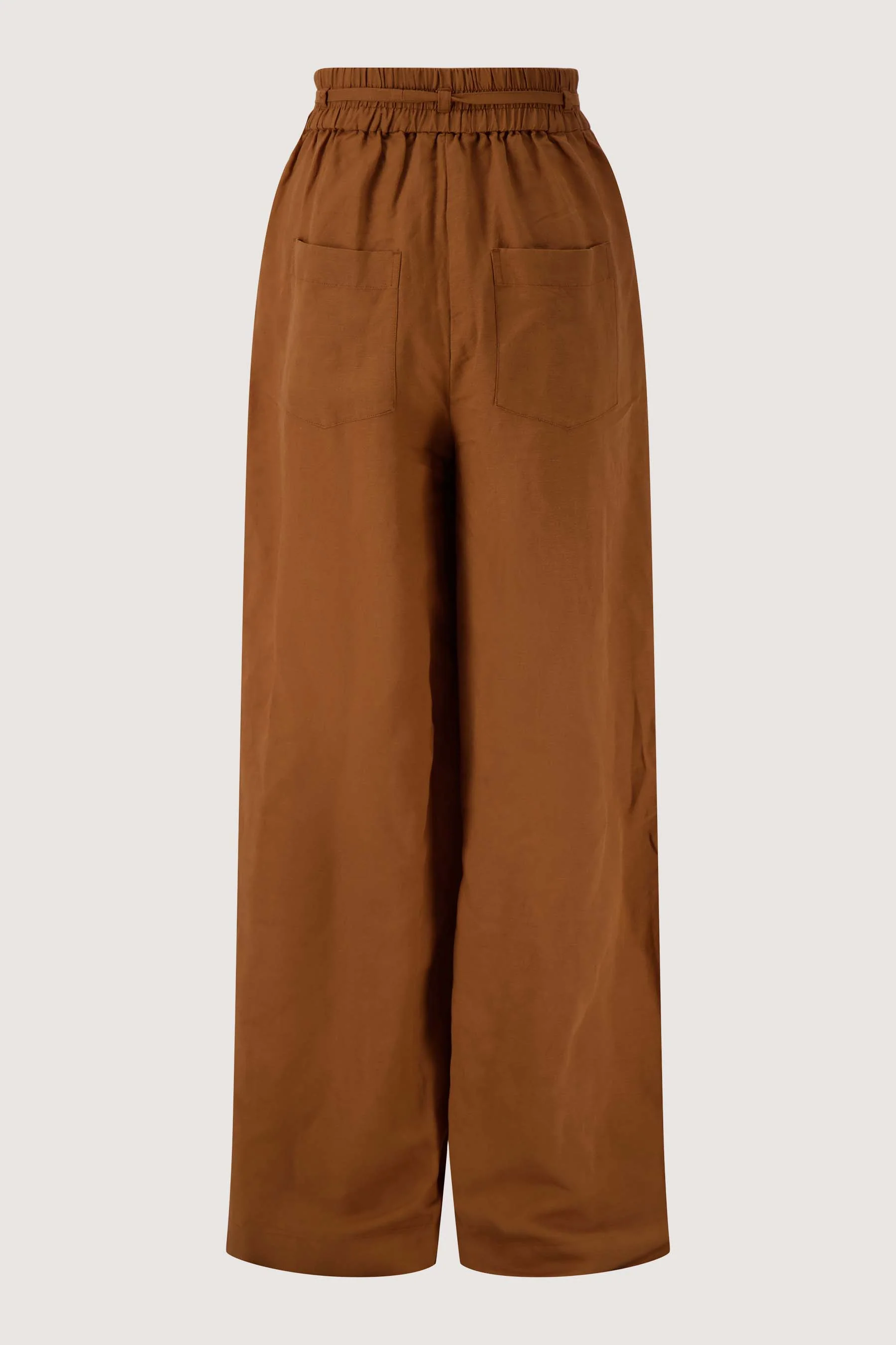 linnen broek met riempje | warm camel - Image 6
