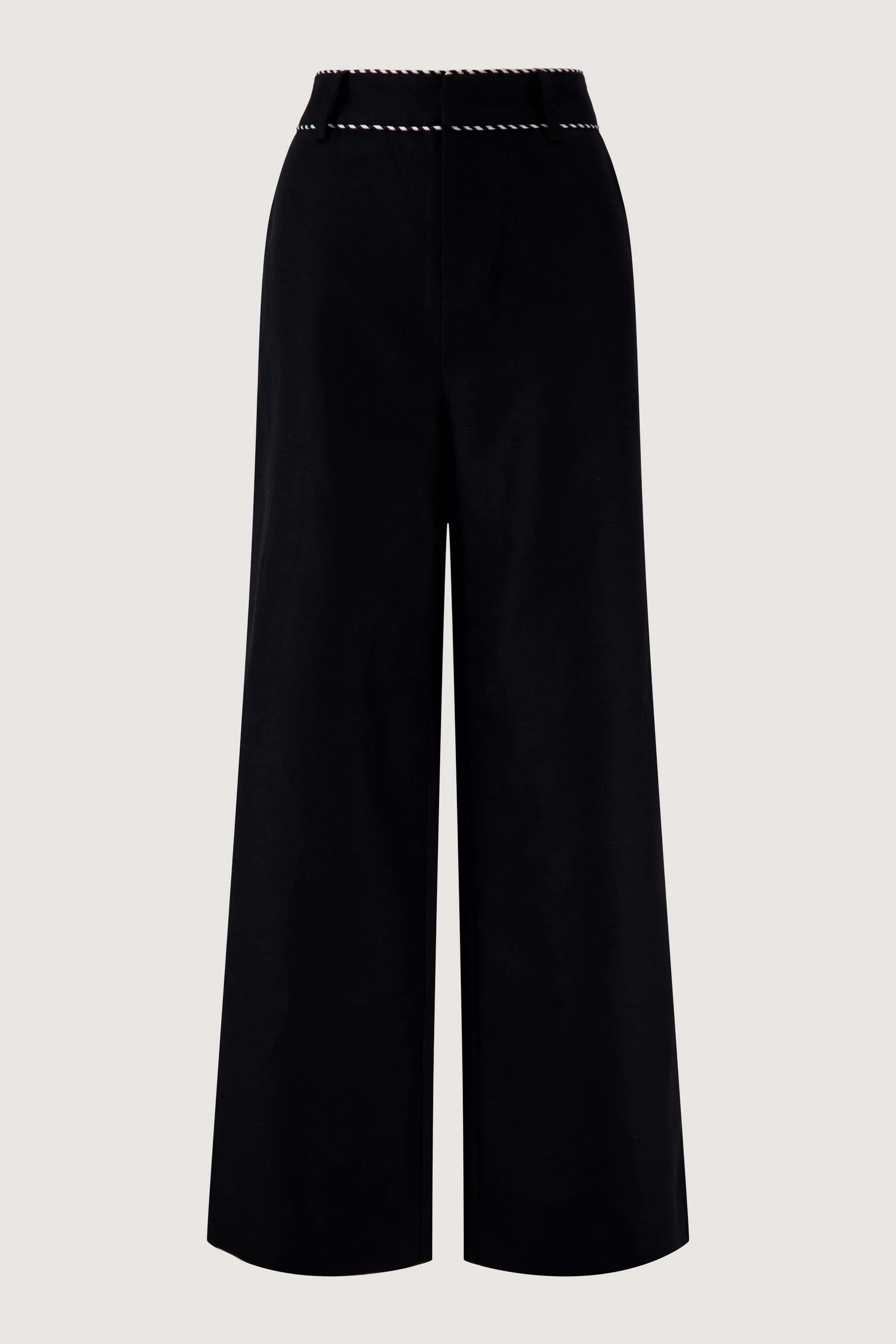 linnen broek met tape details | black - Image 7