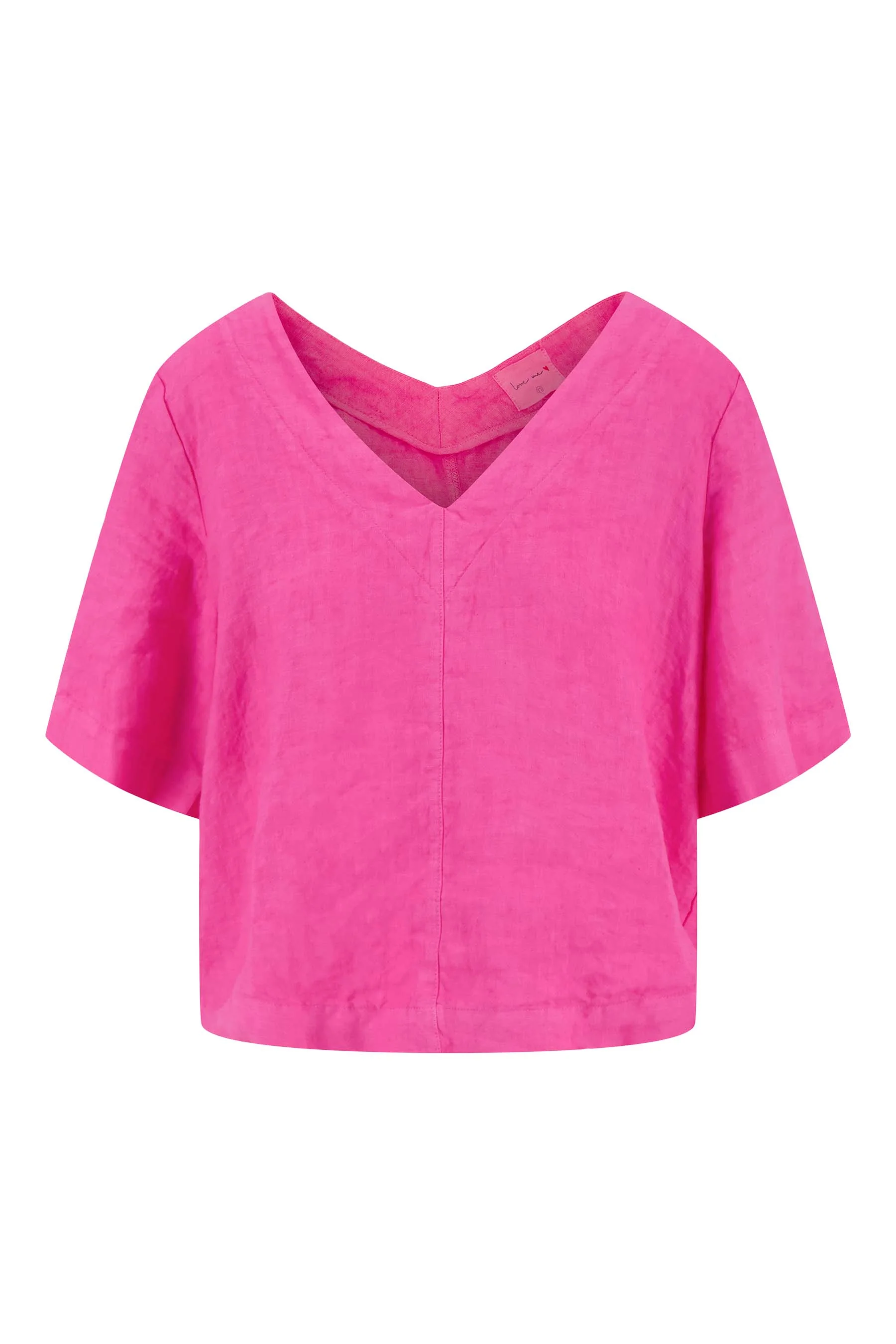 linnen v-hals top | fel roze - Image 4